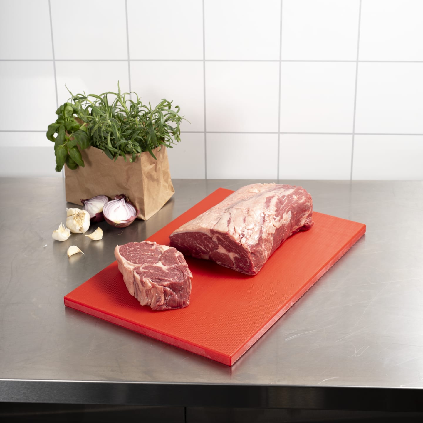 Skärbräda röd 530x320x18mm - Bild 1 av 3