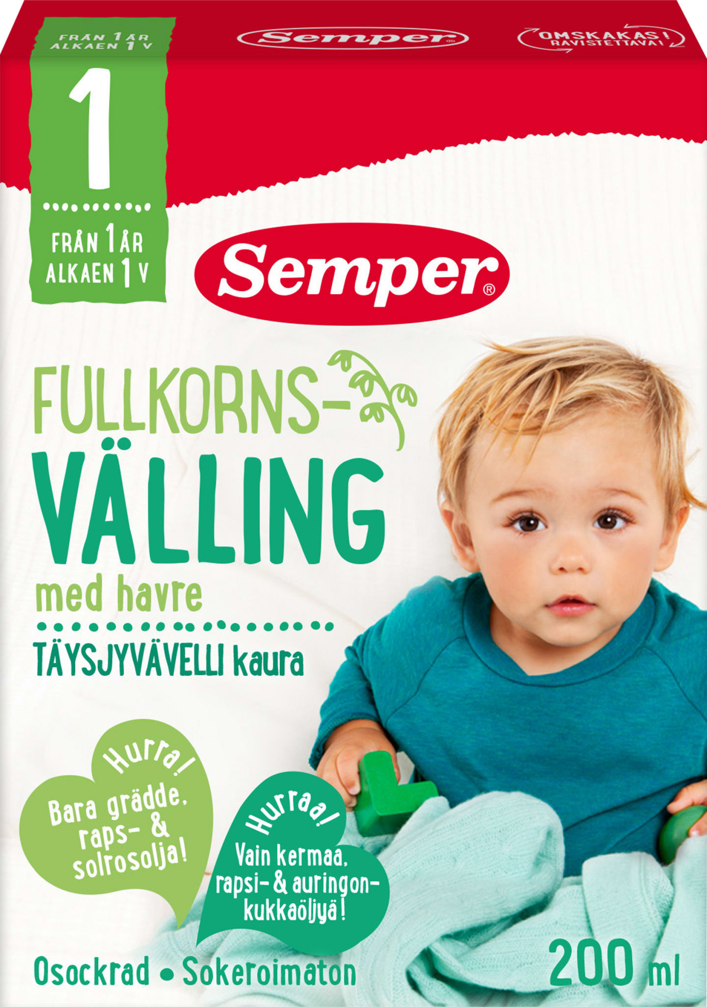 Fullkornsvälling drickfärdig 1år 200ml