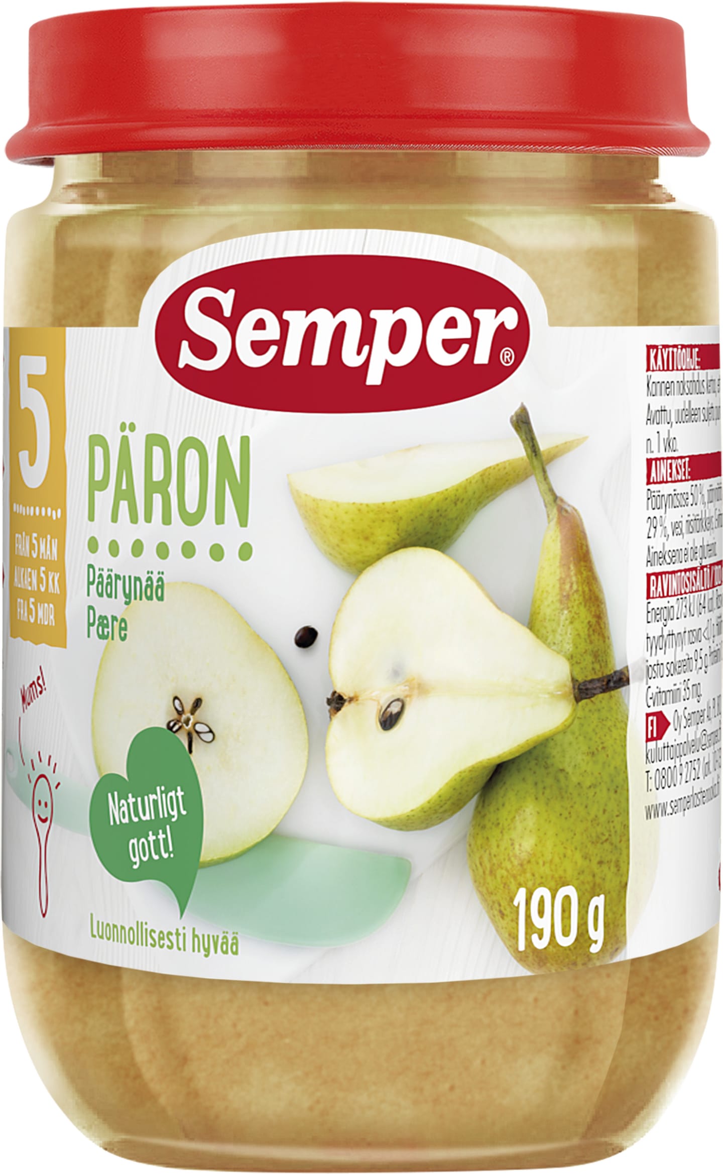 Barnmat Päronpuré 5mån 190g