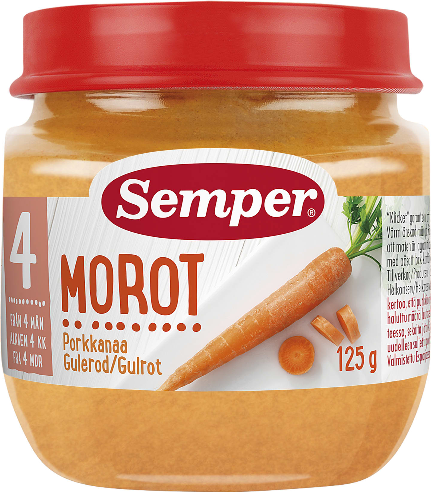 Barnmat Morotspure 4mån 125g