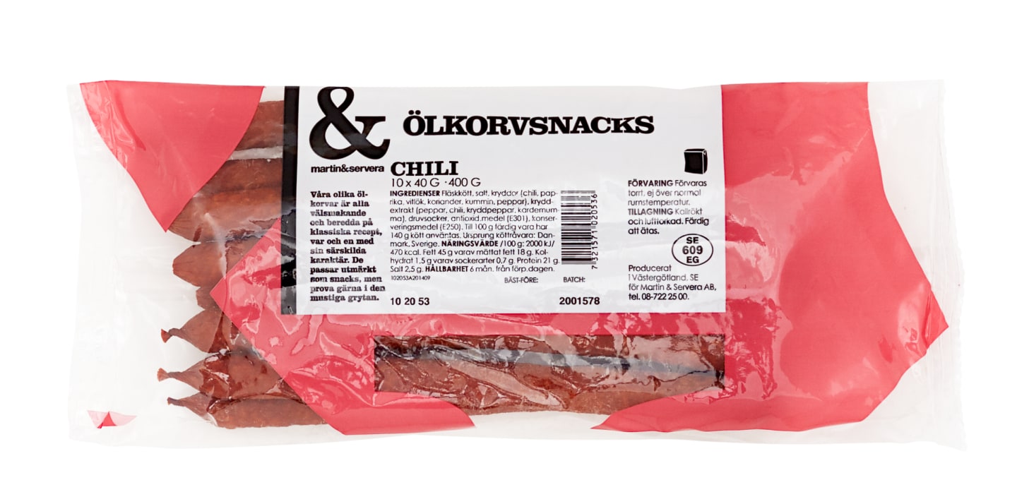 Ölkorv chili 40g/400g - Bild 1 av 2