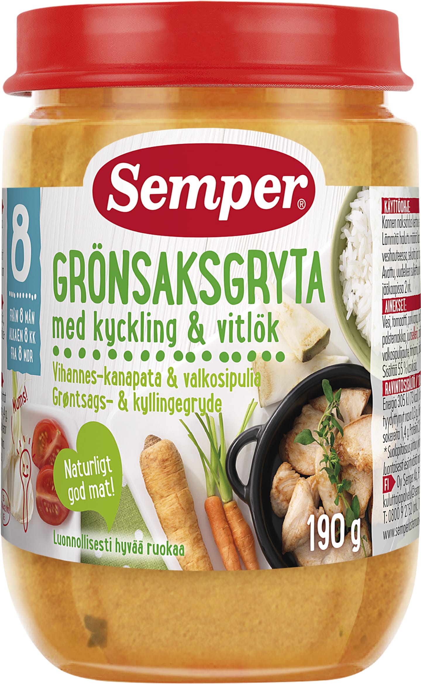 Barnmat Grönsak kycklinggryta 8mån 190g