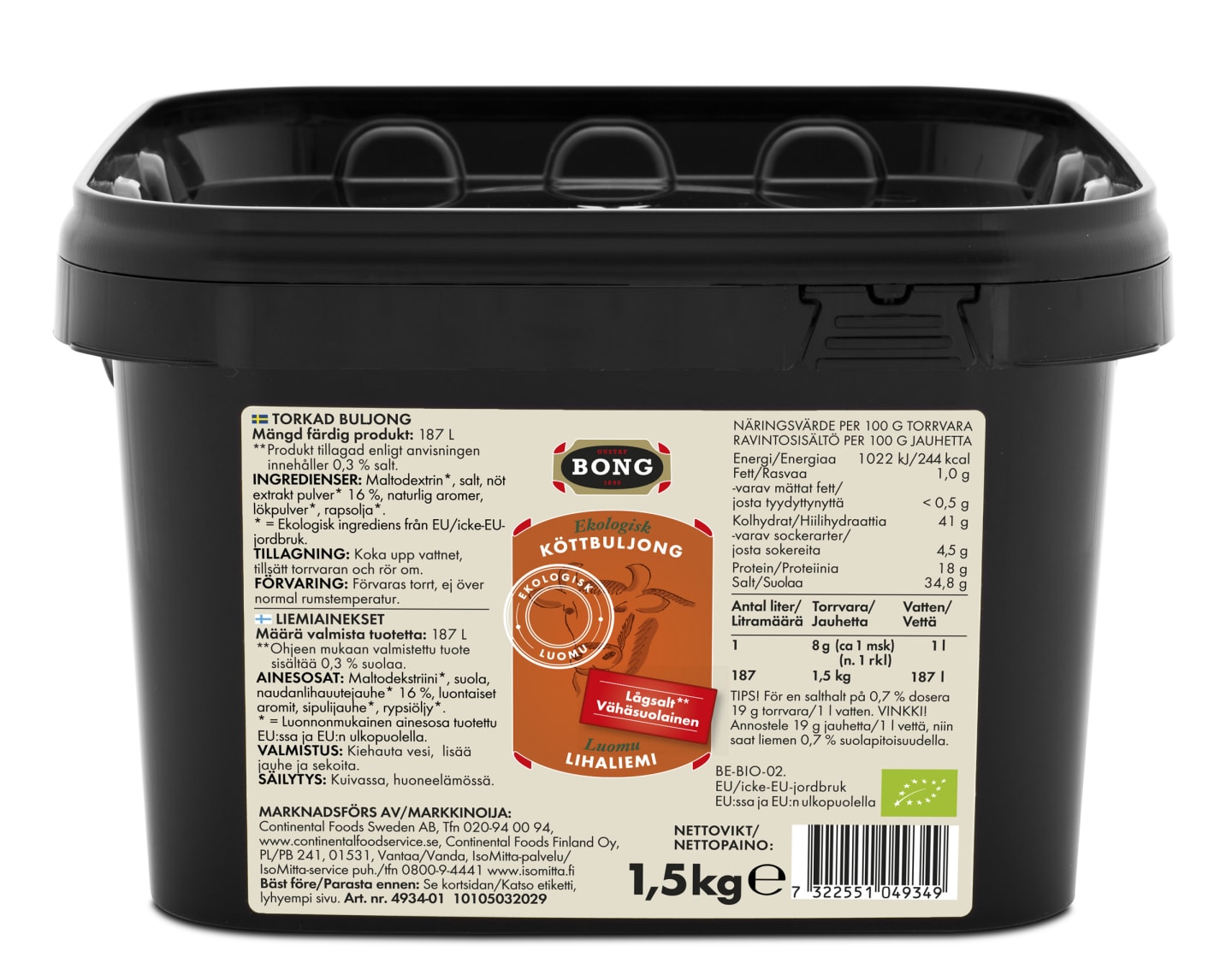 Köttbuljong lågsalt 0,3% eko 1,5kg