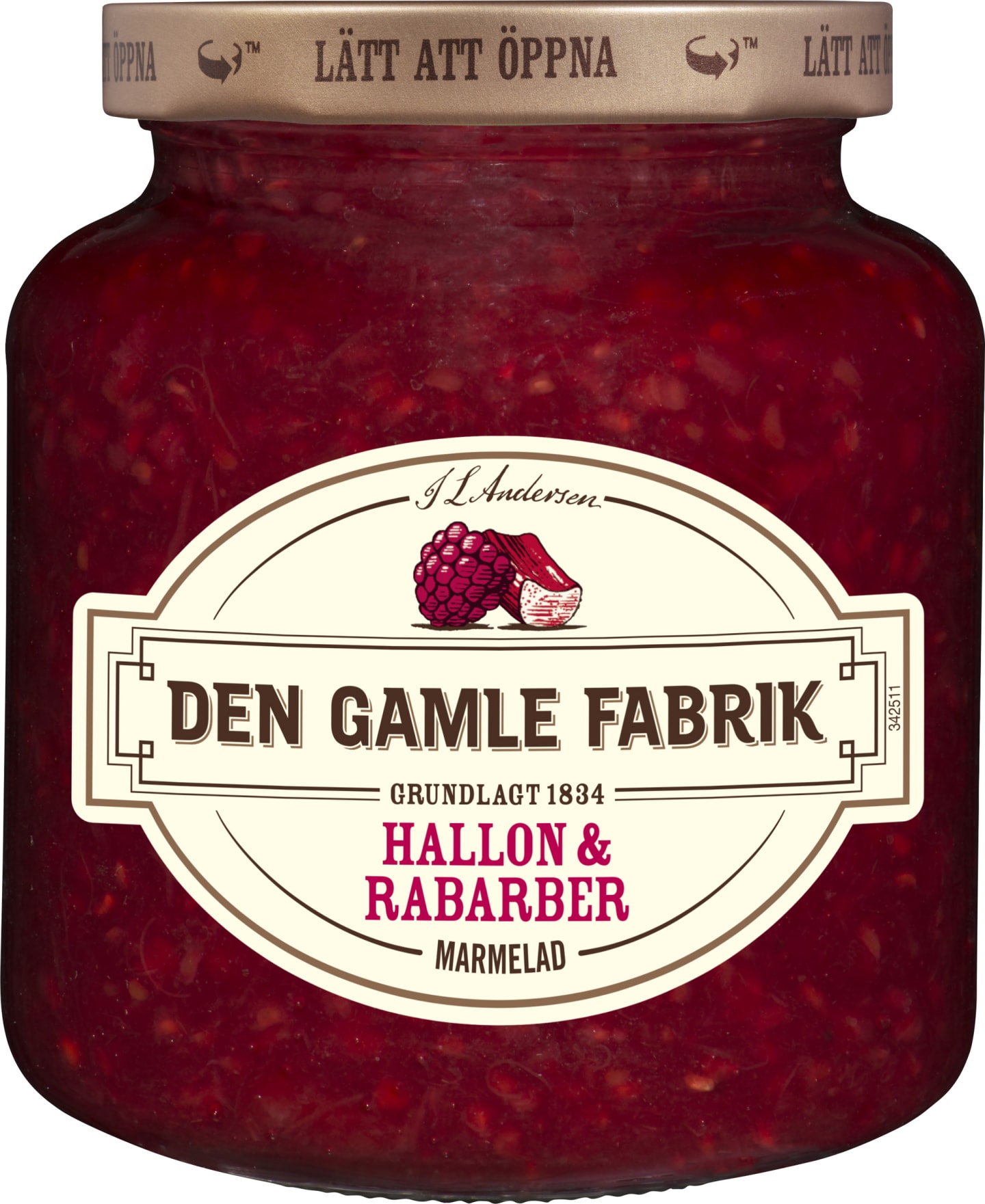 Hallon rabarbermarmelad 380g
