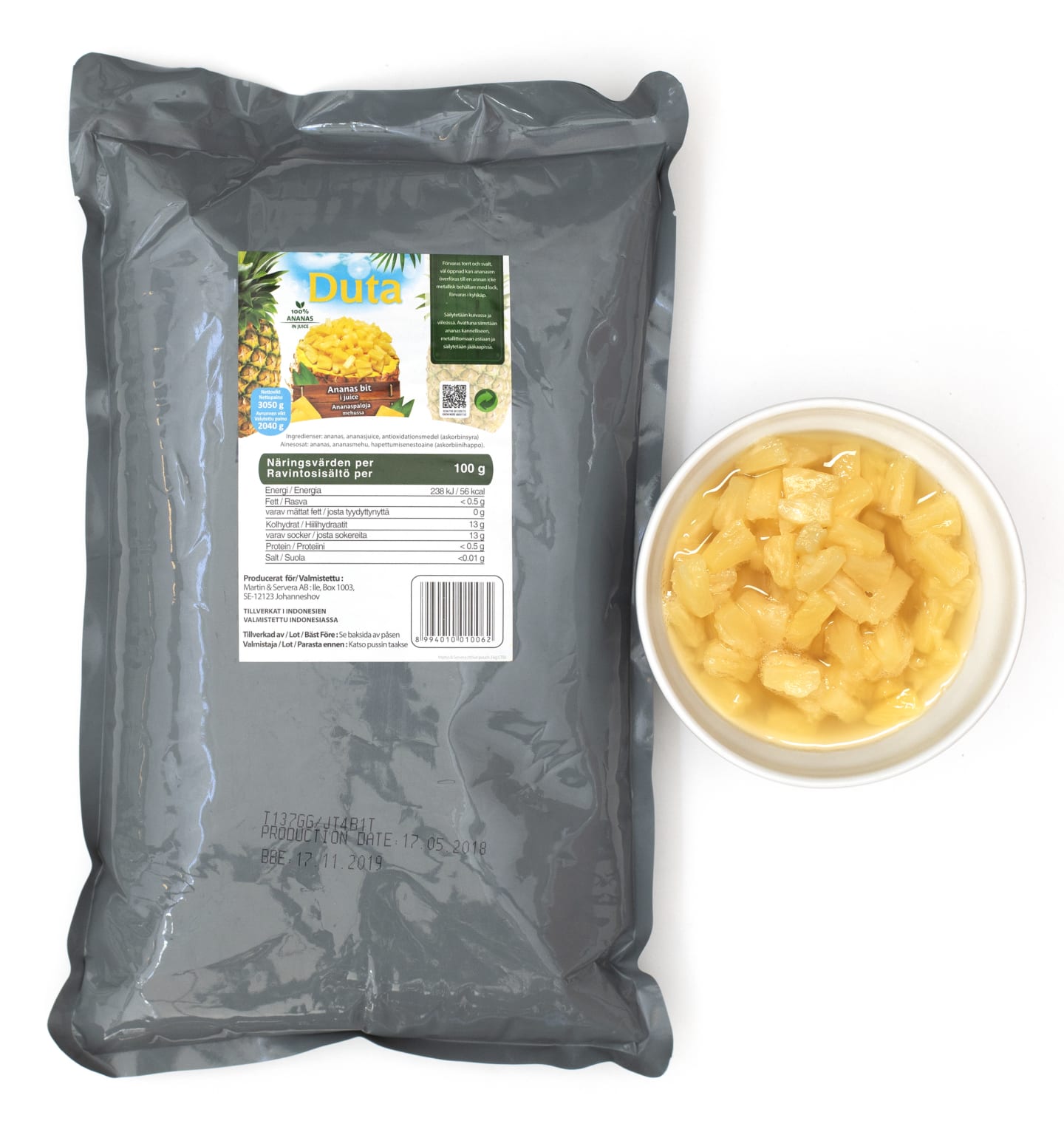 Ananas bit påse juice 3,05kg