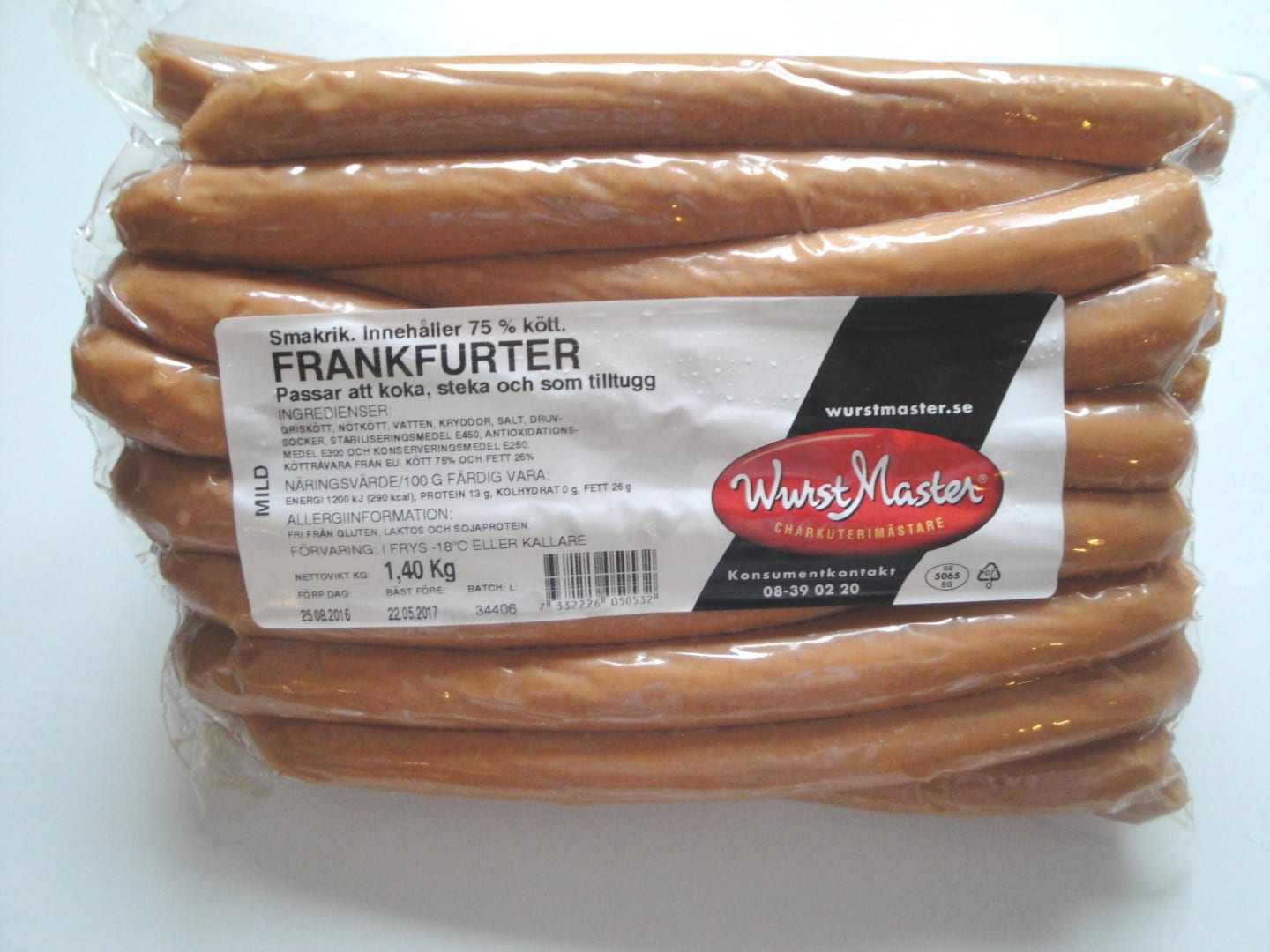 Frankfurter korv 20x70g/5,6kg - Bild 1 av 2