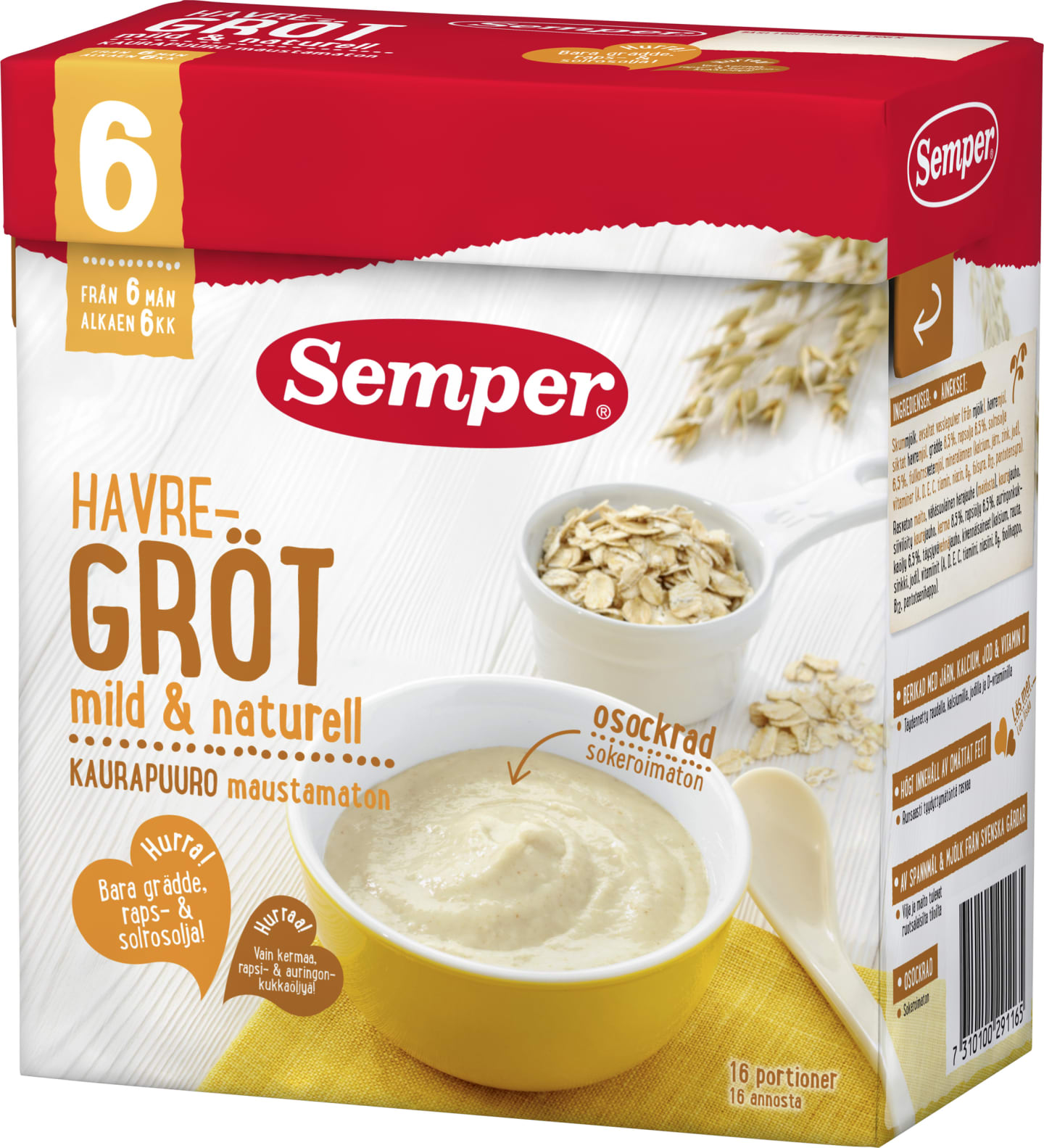 Havregröt mild & naturell 6mån 480g