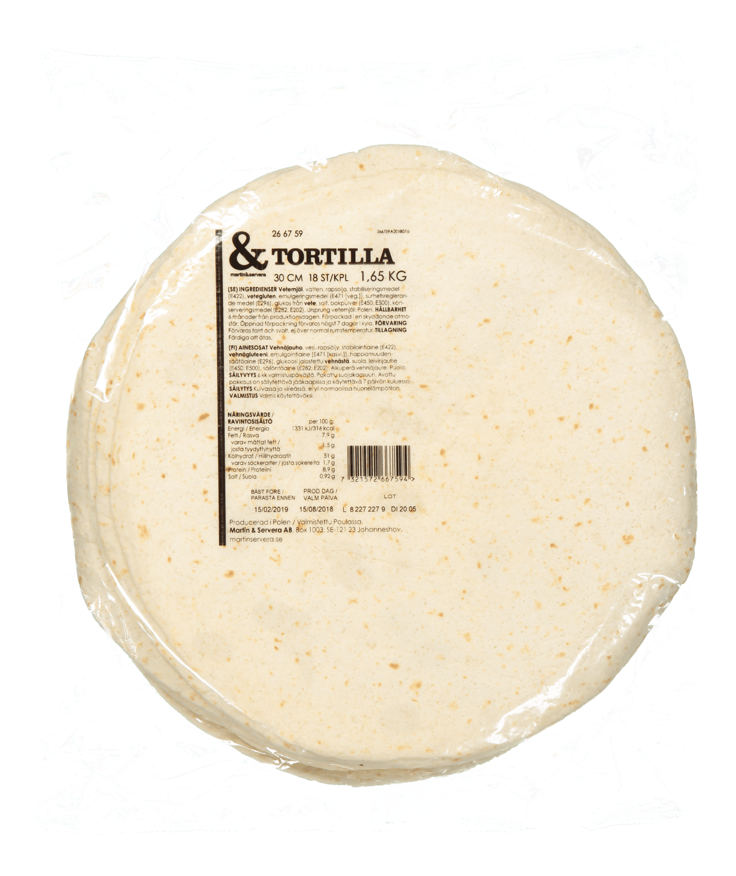 Tortilla vete 30cm 18st/1,65kg - Bild 1 av 2