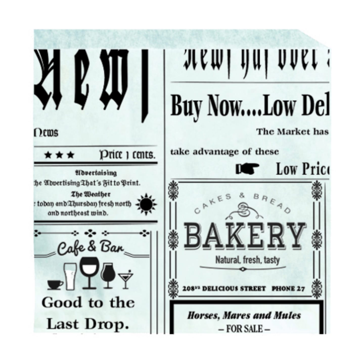 Hamburgerficka Deli News120x120mm 1500st
