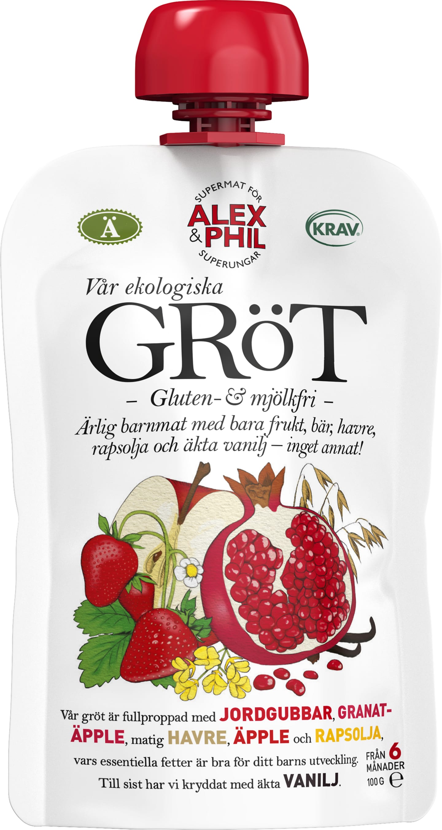 Barnmat gröt jordgubb vanilj lfri 100g