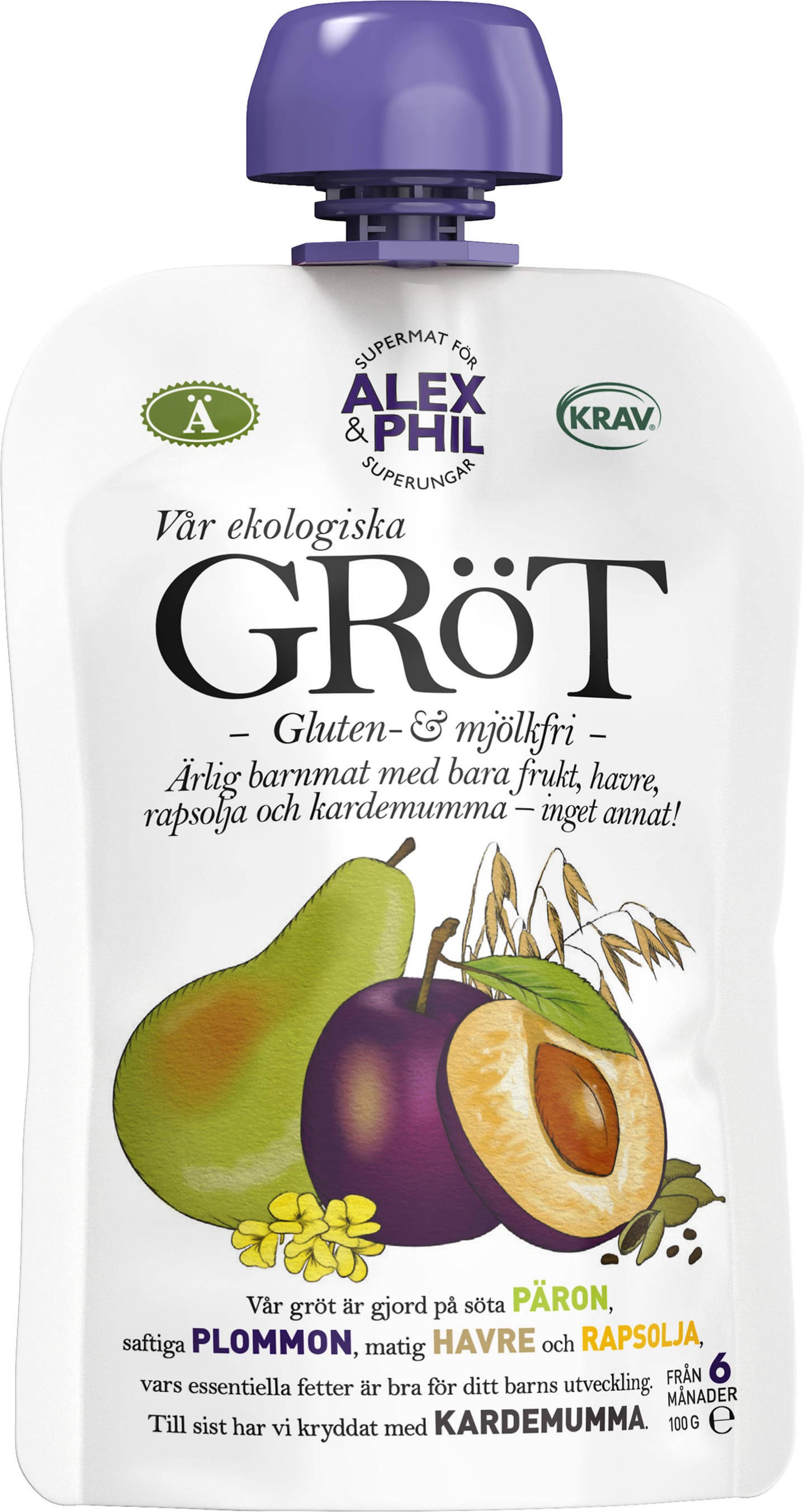 Barnmat gröt päron plommon lfri 100g