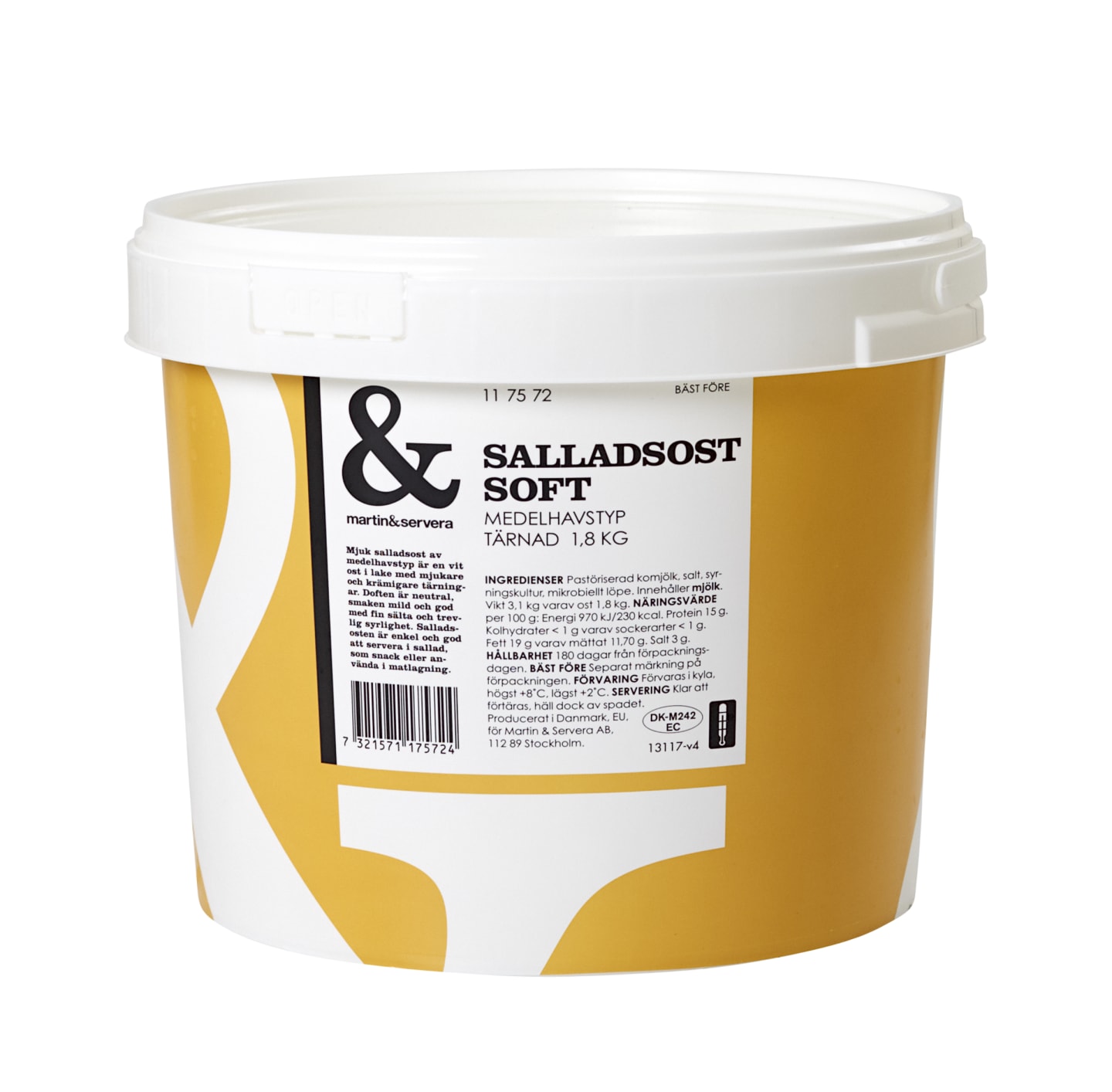 Salladsost soft tärnad medelhav 18% 1,8kg