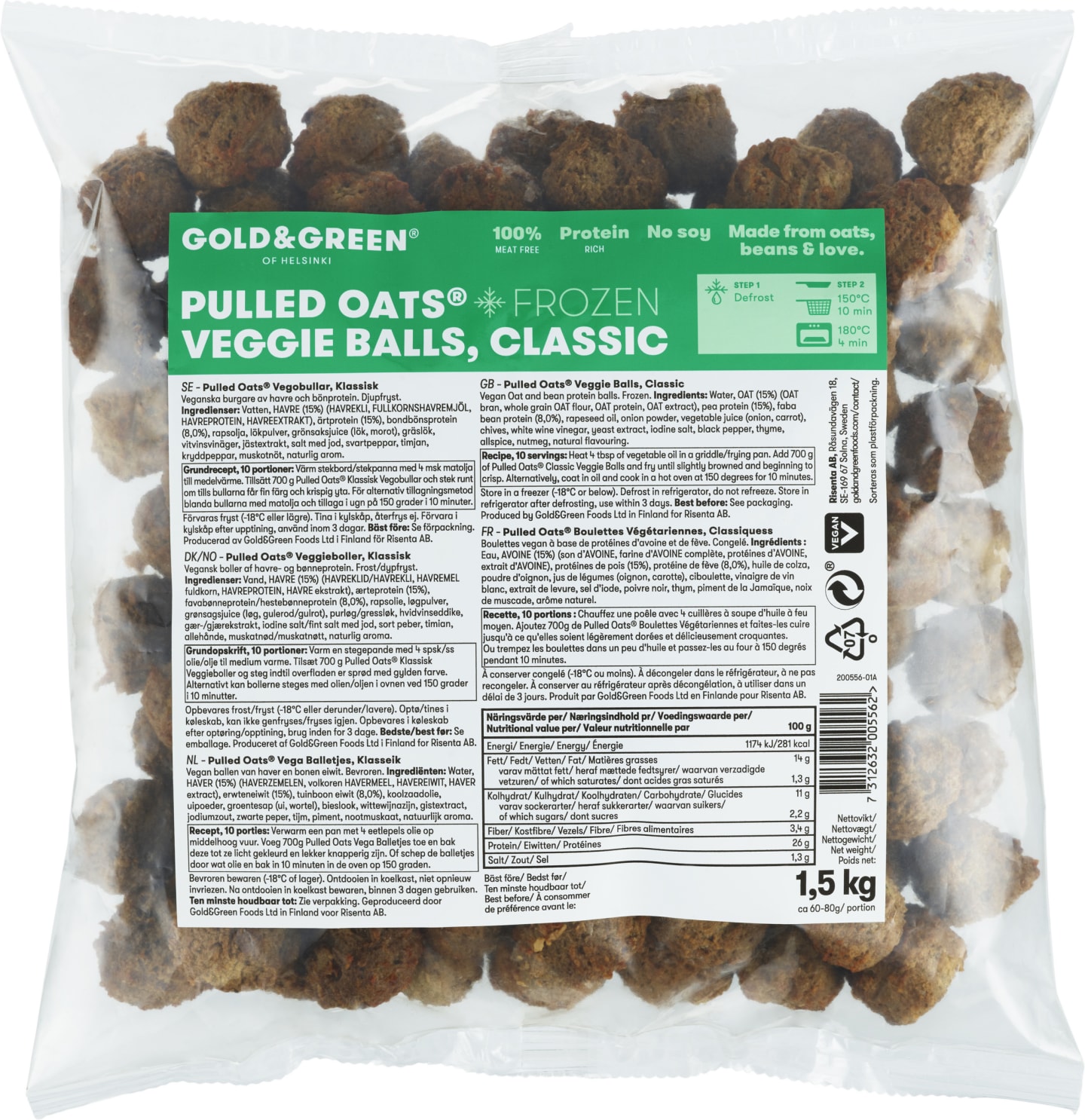 Pulled Oats Vegobullar 1,5kg