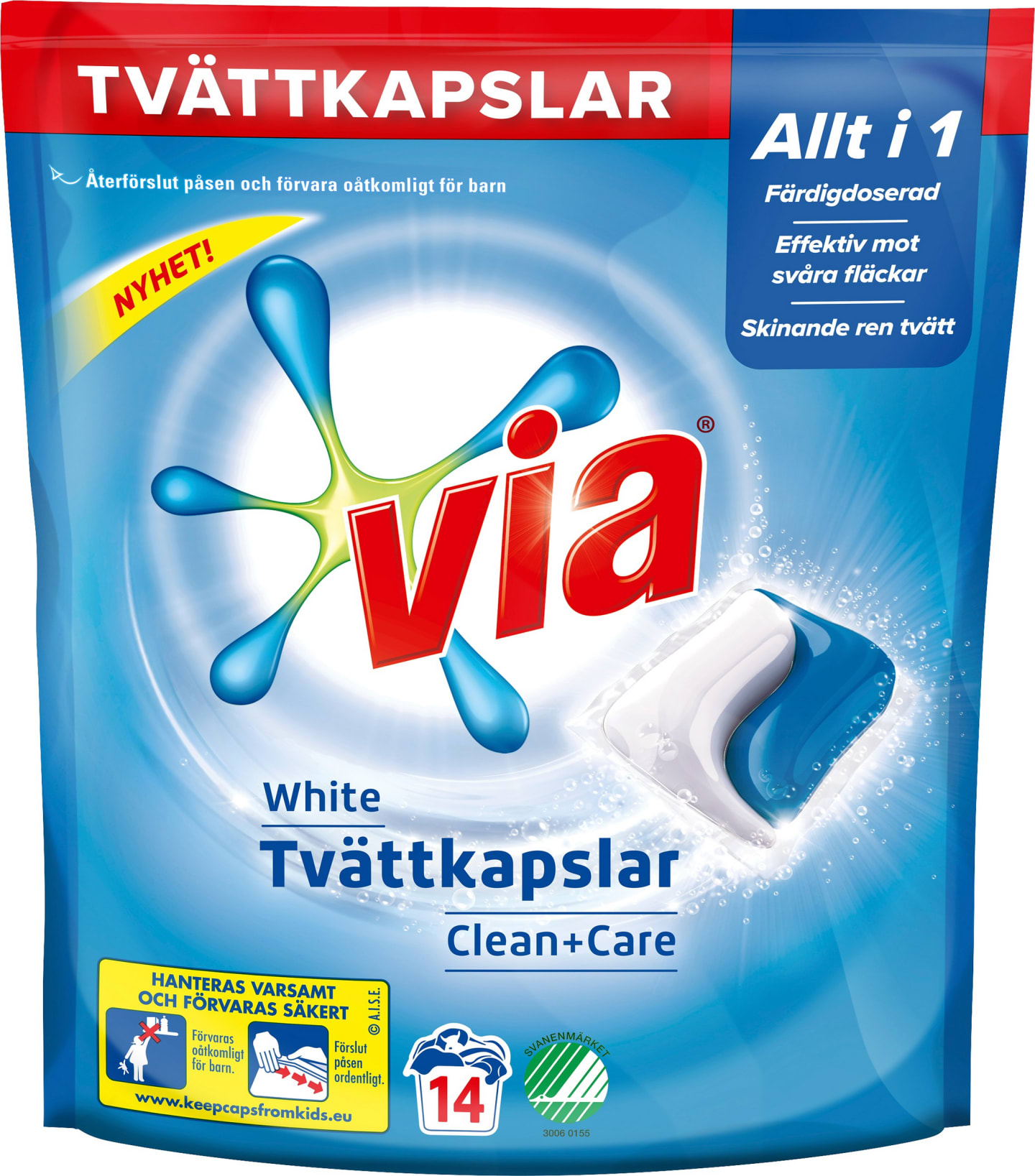 Tvättmedel Via white 14kapslar - Bild 1 av 1