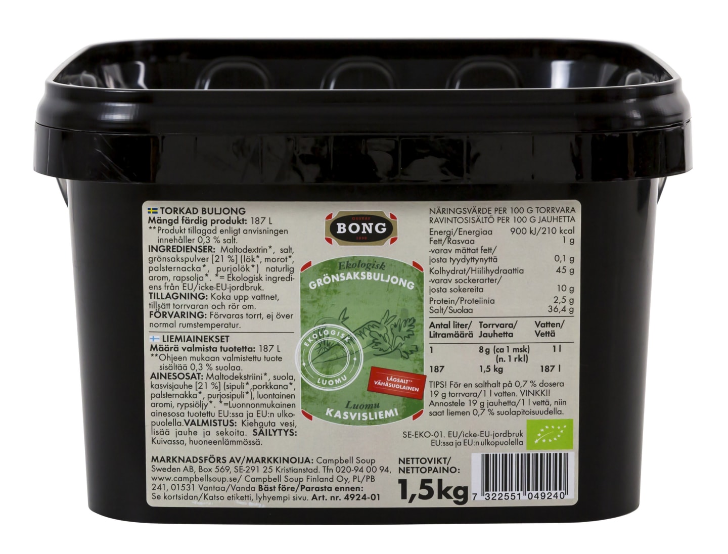 Grönsaksbuljong lågsalt 0,3% 1,5kg