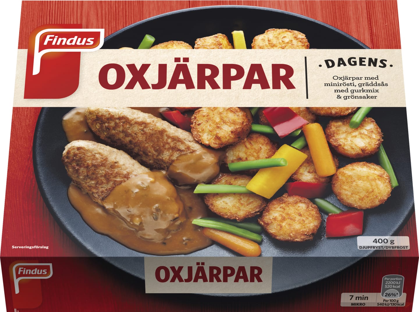 Oxjärpar med rösti och gurksås 400g