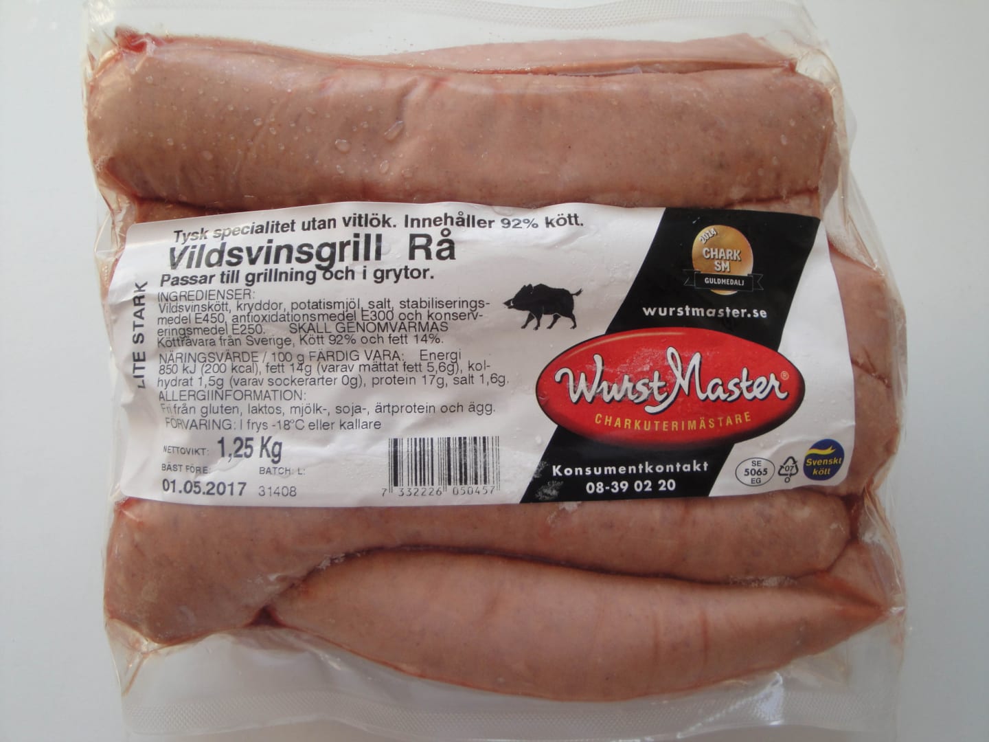 Vildsvinskorv rå 125g/5kg - Bild 1 av 3