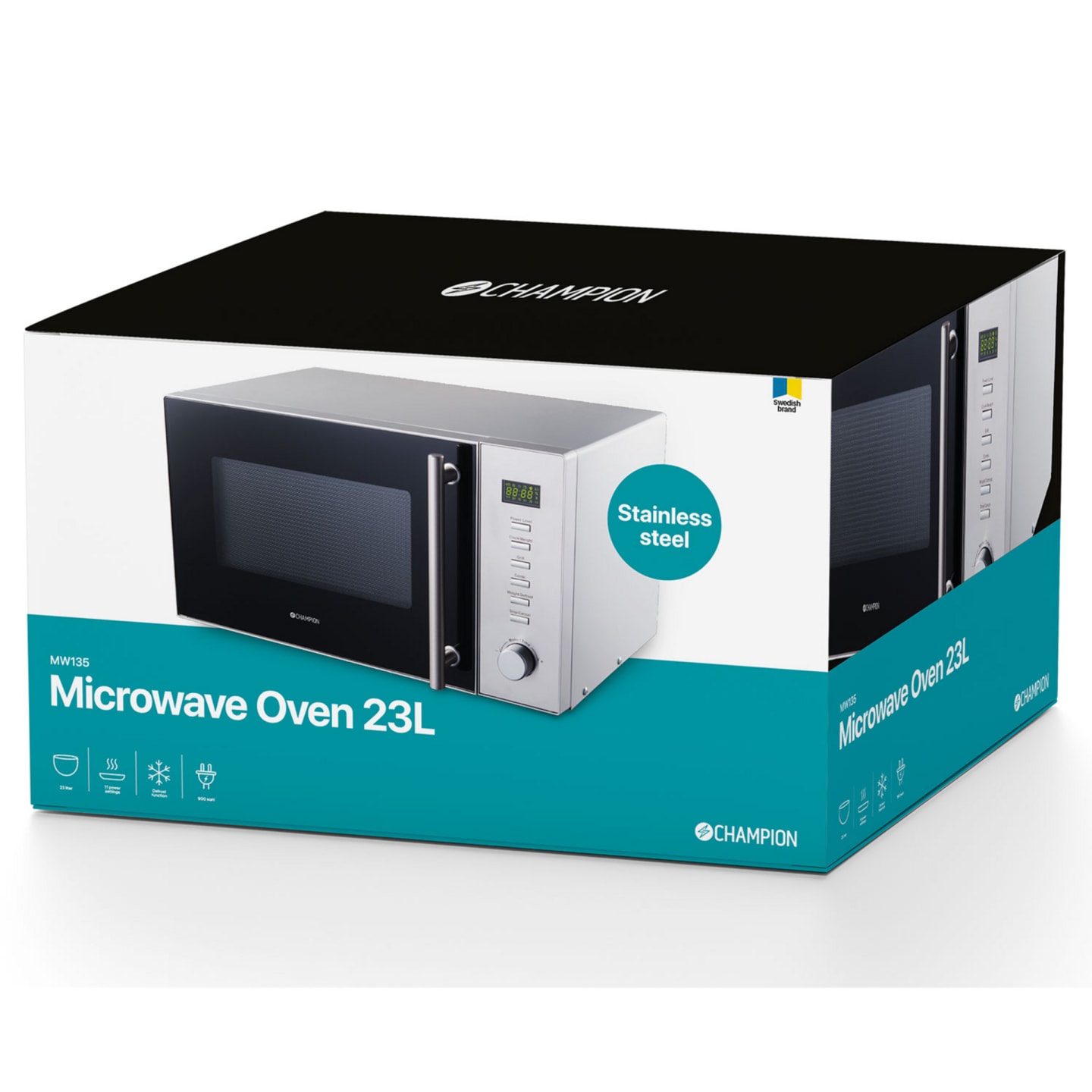 Mikrovågsugn rostfri 23l 900W - Bild 1 av 2