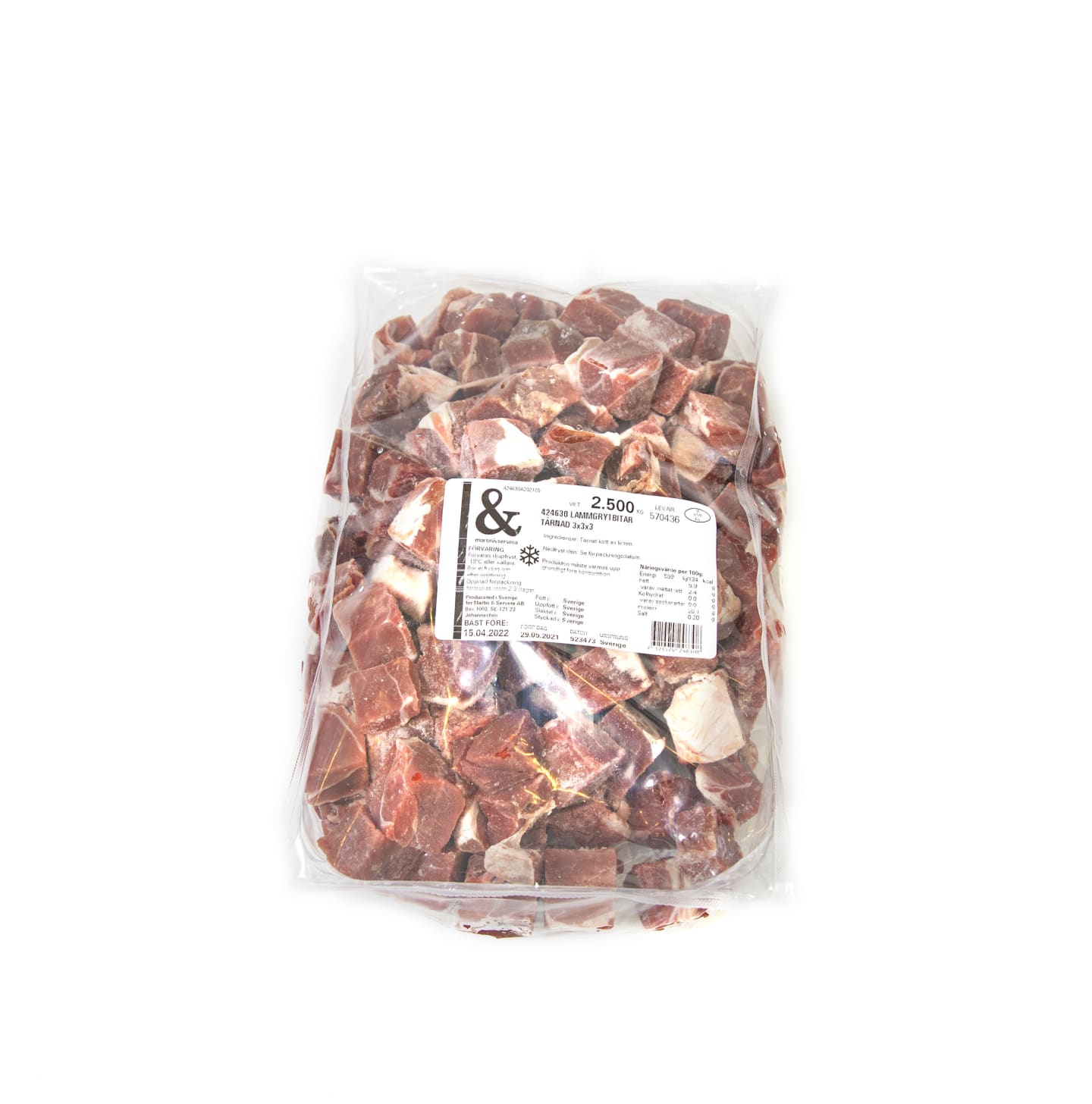 Lammkött tärnat 3x3x3 2,5kg - Bild 1 av 3