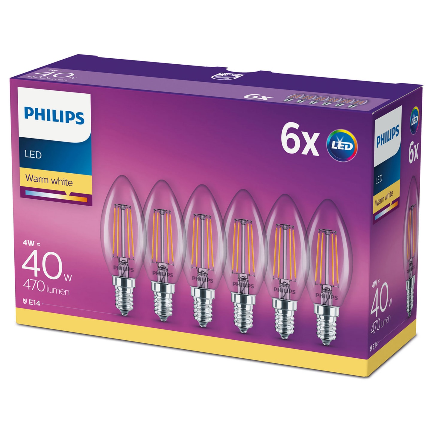 Glödlampa klar led E14 40W 6p
