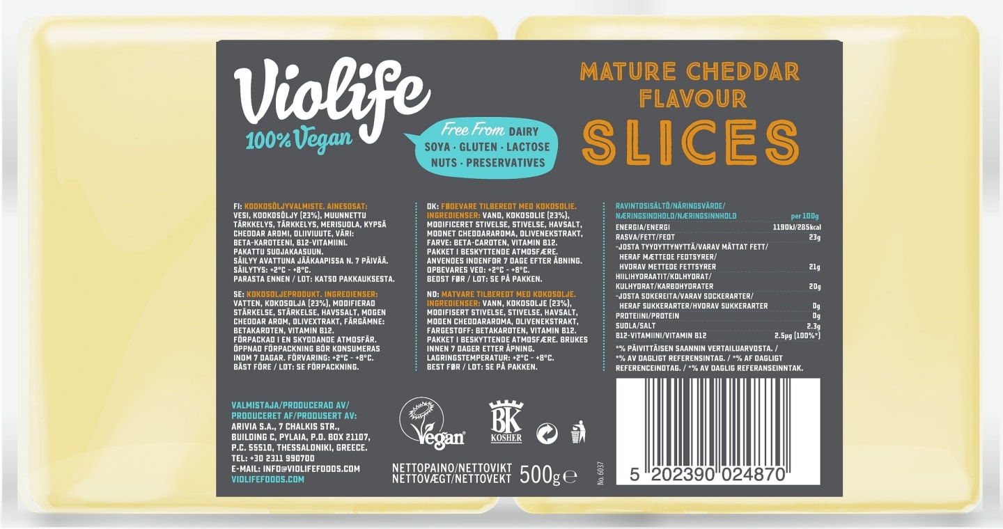 Violife Cheddar Flavour Slices 500g - Bild 1 av 2