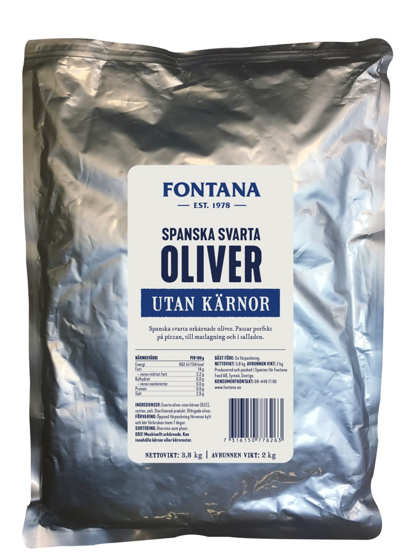 Svarta urkärnade oliver Påse 3,8kg