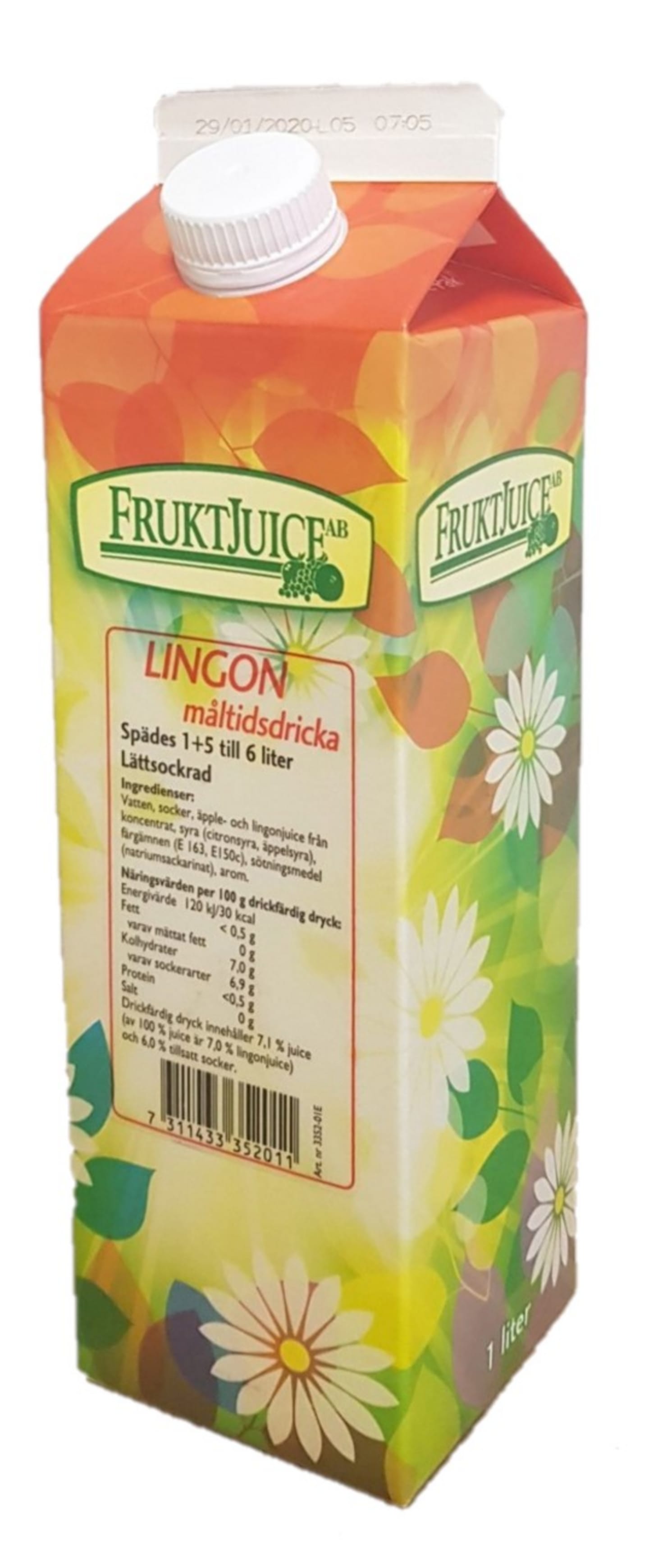 Måltidsdricka Lingon lättsockrad 1+5 1L