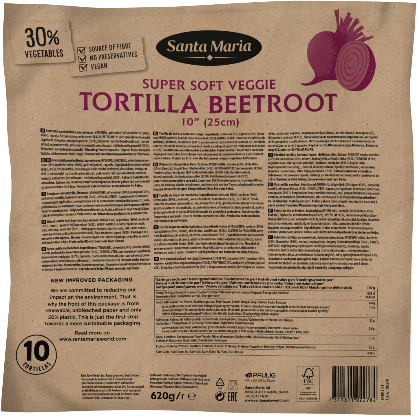Tortilla beetroot 620g
