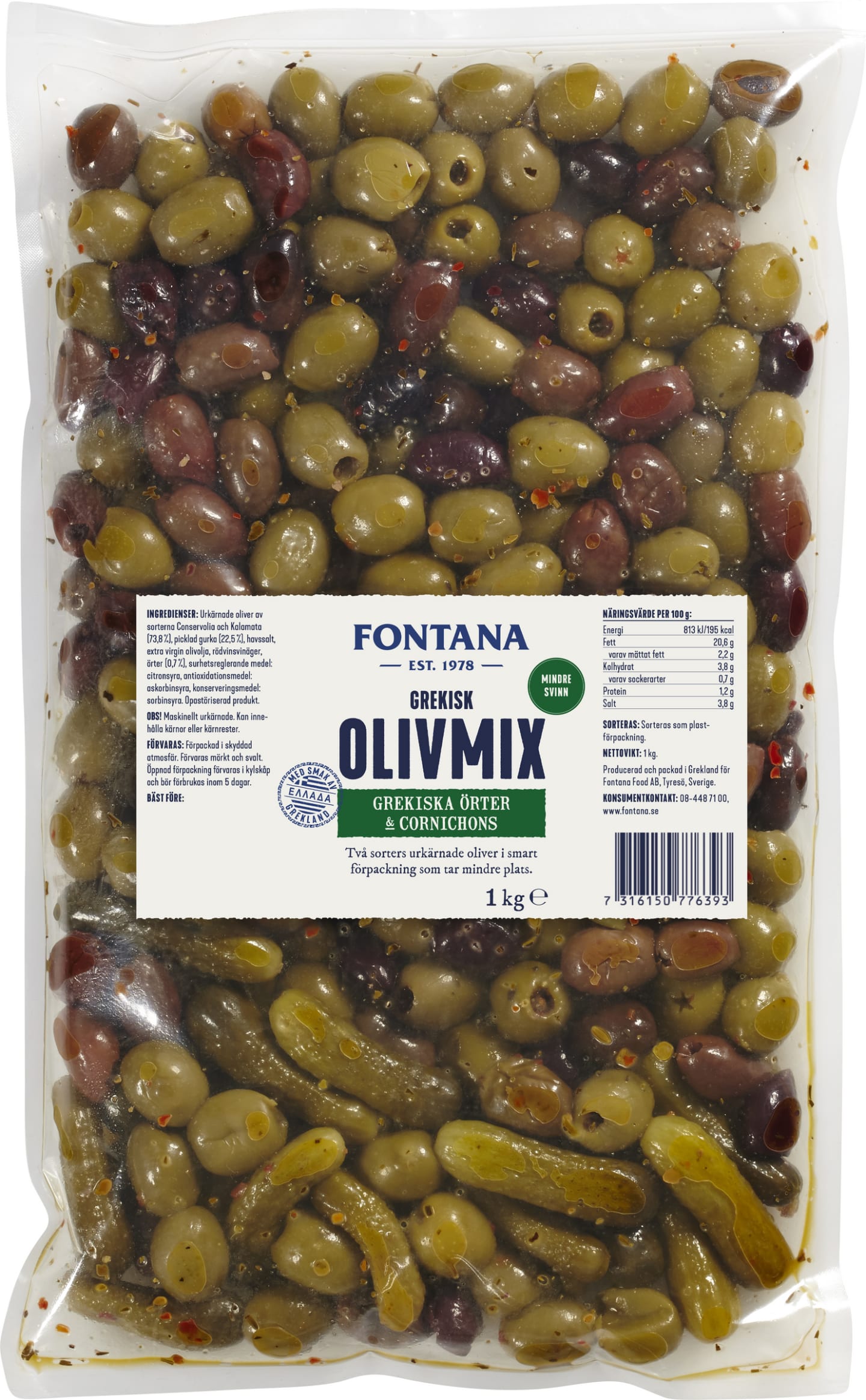 Olivmix grekiska örter & cornichons 1kg