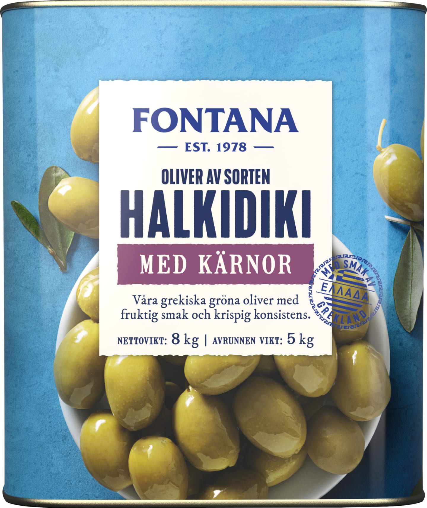 Oliv grön halkidiki med kärnor 8kg - Bild 1 av 3