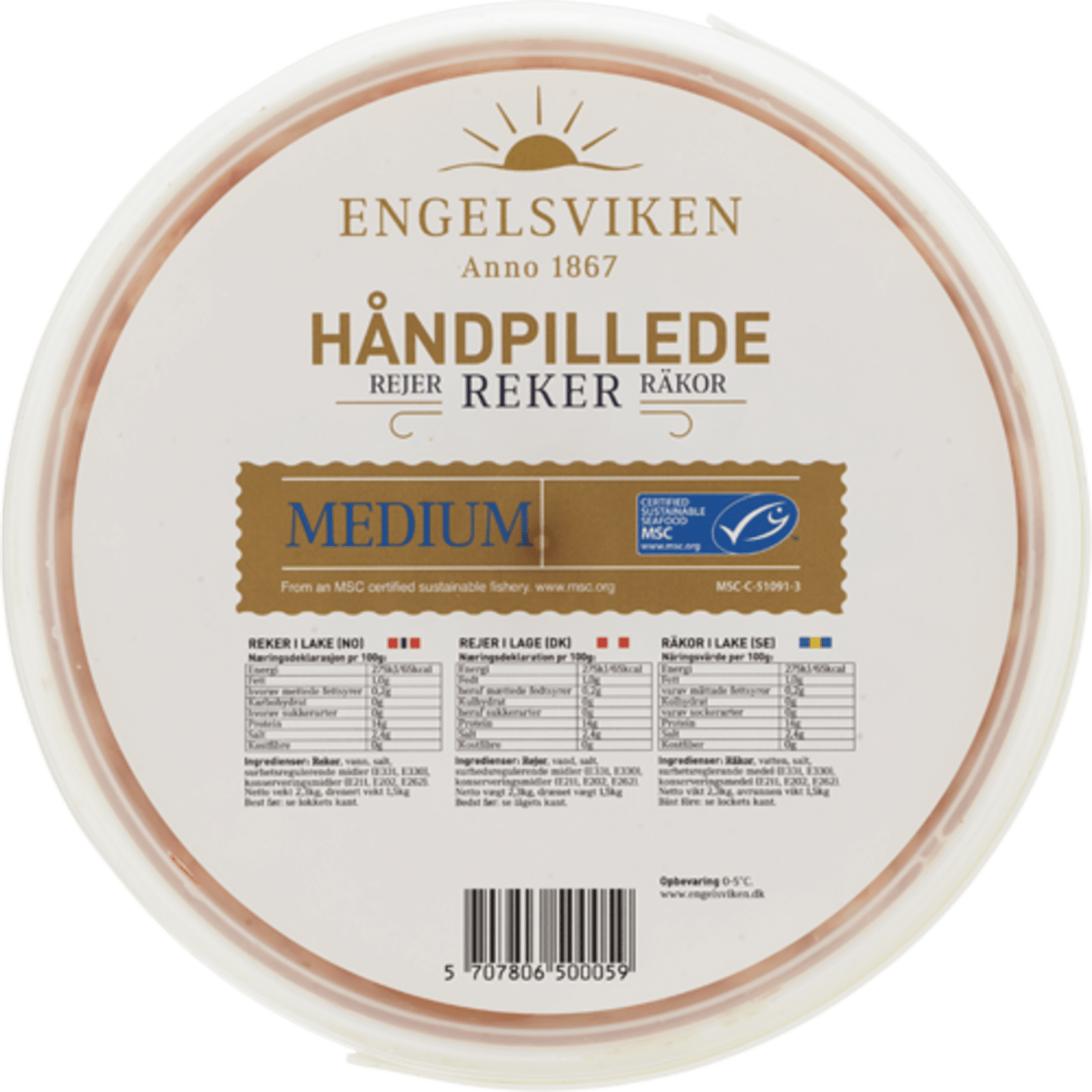 Räka i lake handskalad medium MSC 1,5kg