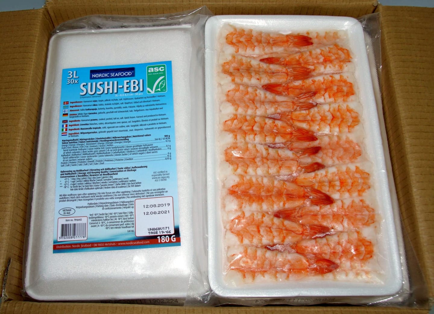Vannameiräka Sushi Ebi 3L ASC 180g - Bild 1 av 3