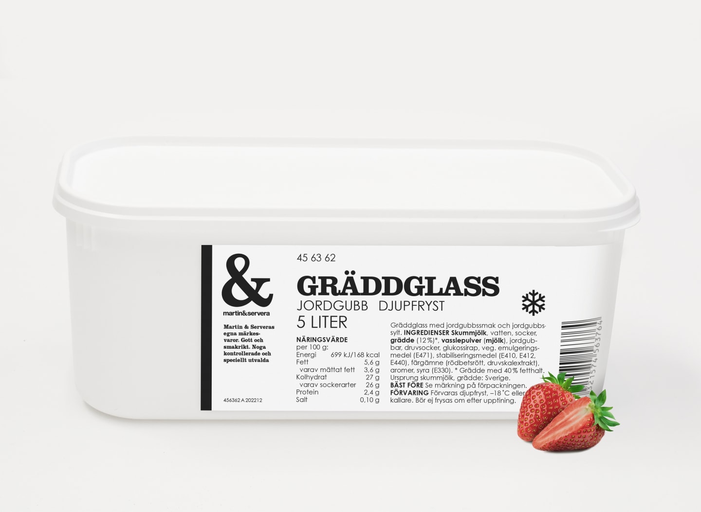 Gräddglass Jordgubb 5L