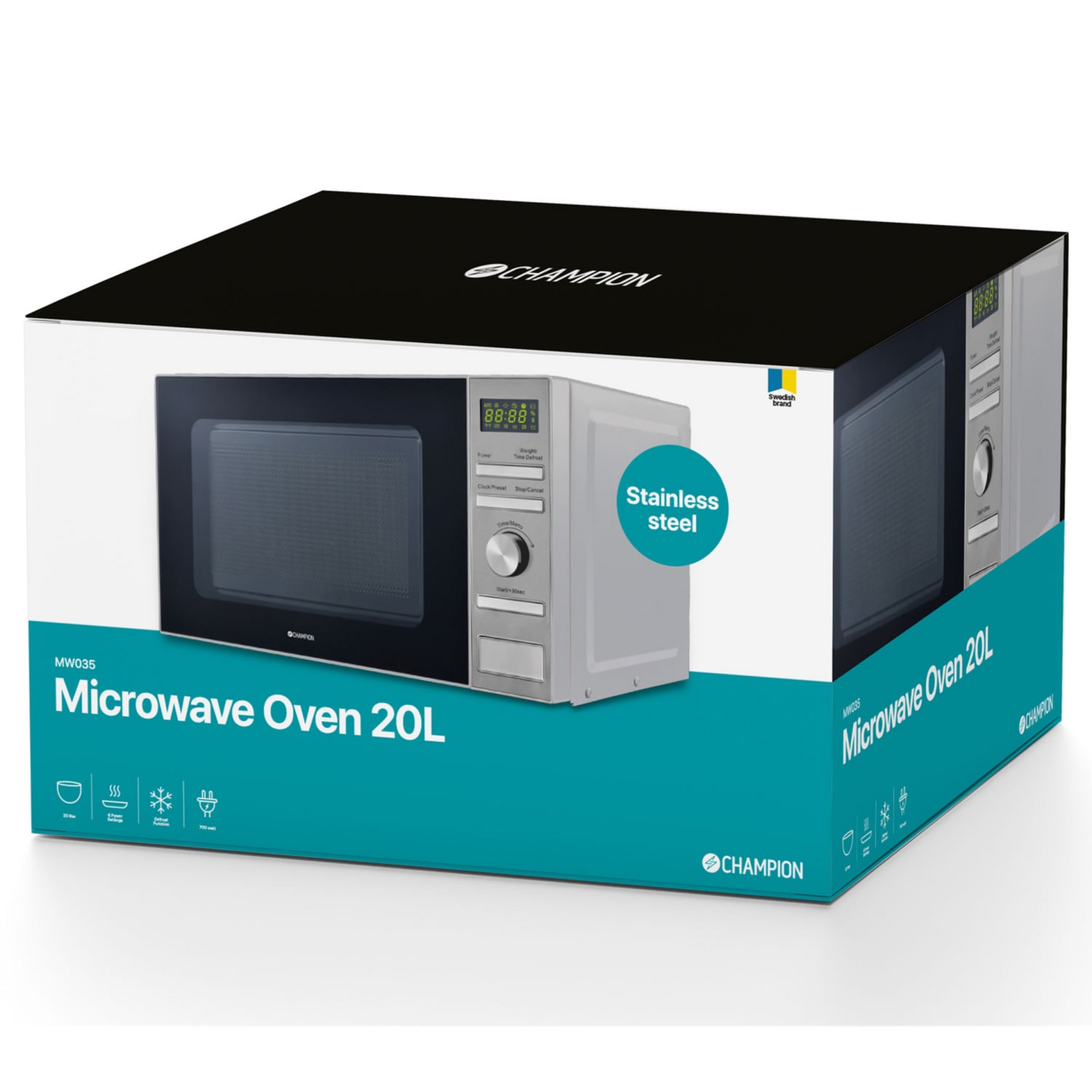 Mikrovågsugn 20L 700W Rostfri - Bild 1 av 4