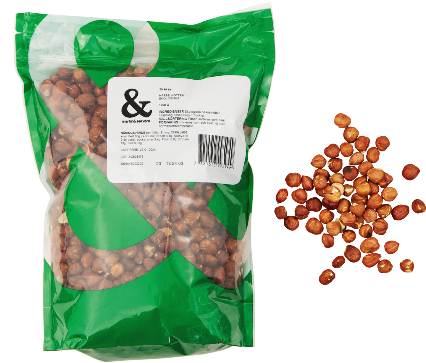 Hasselnötskärnor eko 1kg