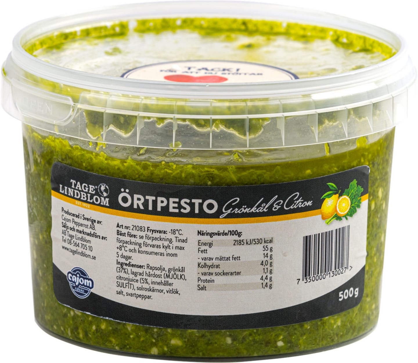 Örtpesto Grönkål Citron 500g