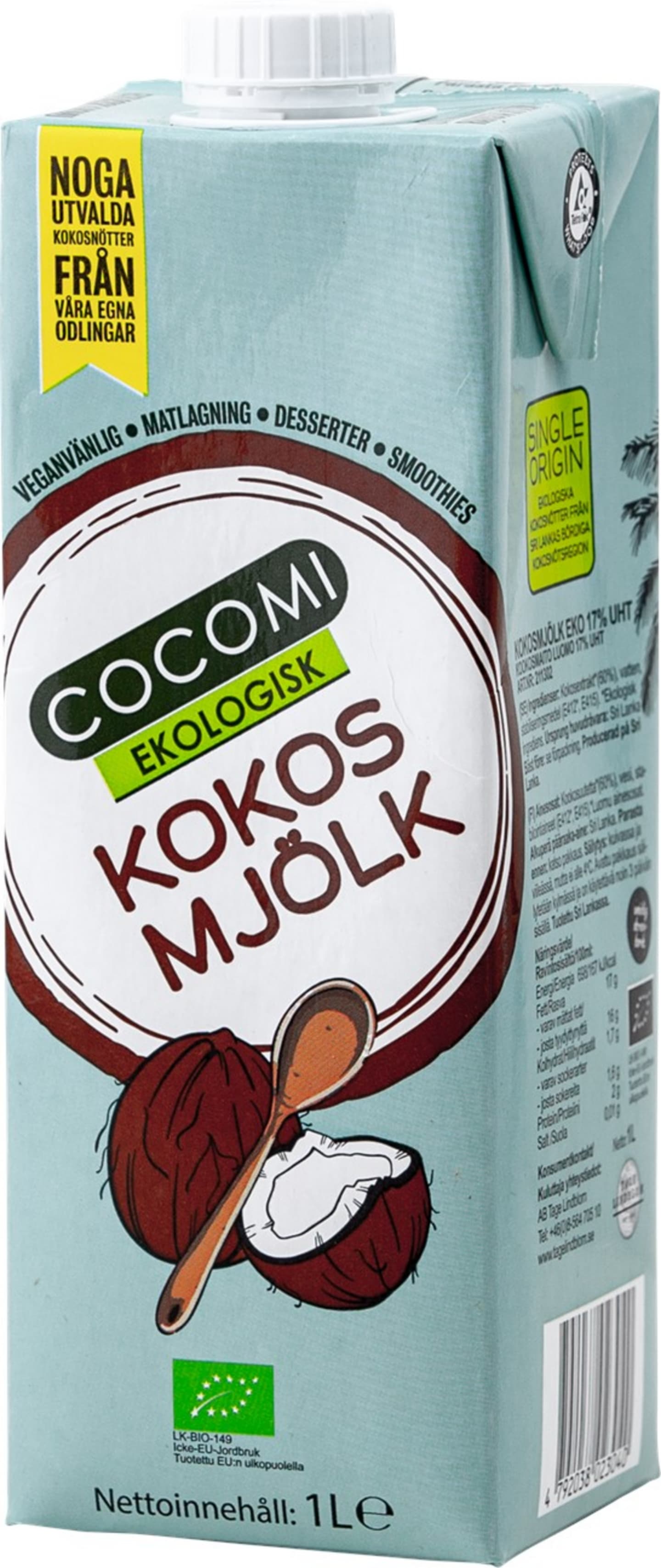 Kokosmjölk 17% UHT tetra 1L