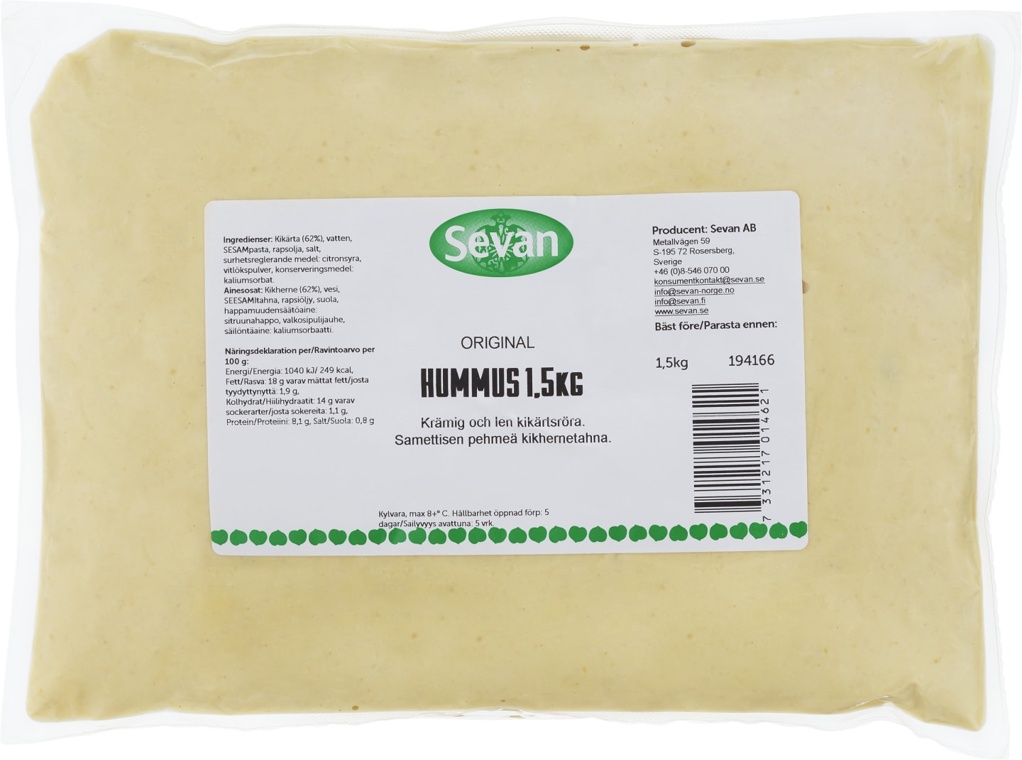 Hummus Original Pouch 1,5kg