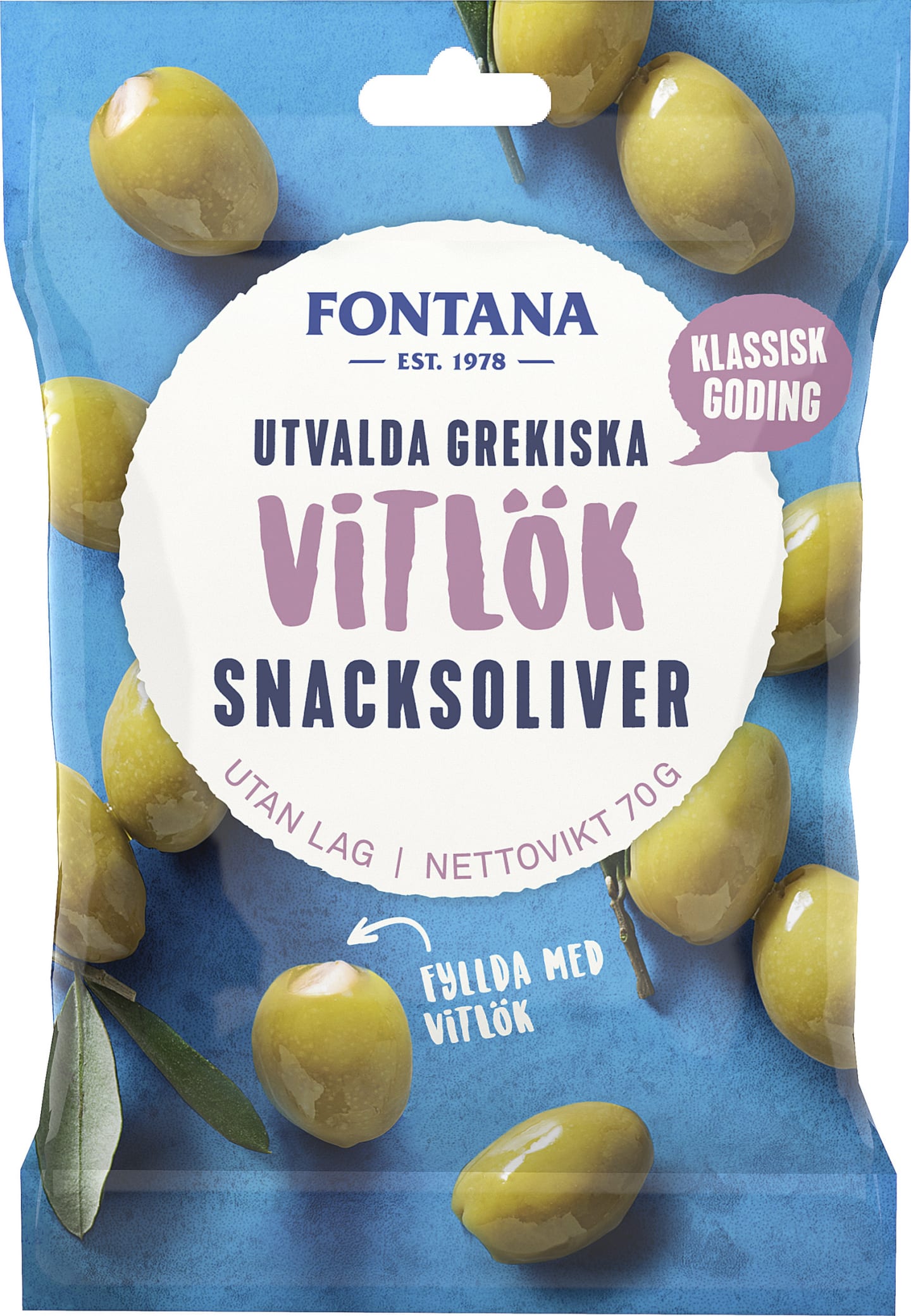 Snacksoliver Vitlök fyllda 70g
