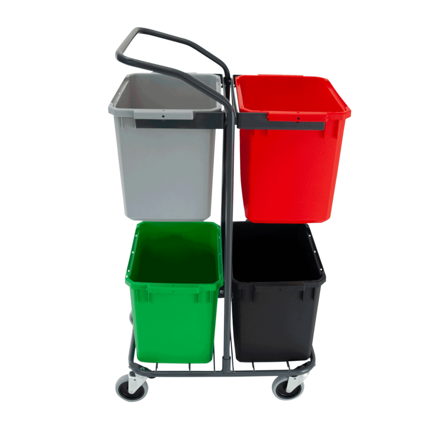 Sorteringsvagn med 4st plastkärl 25L