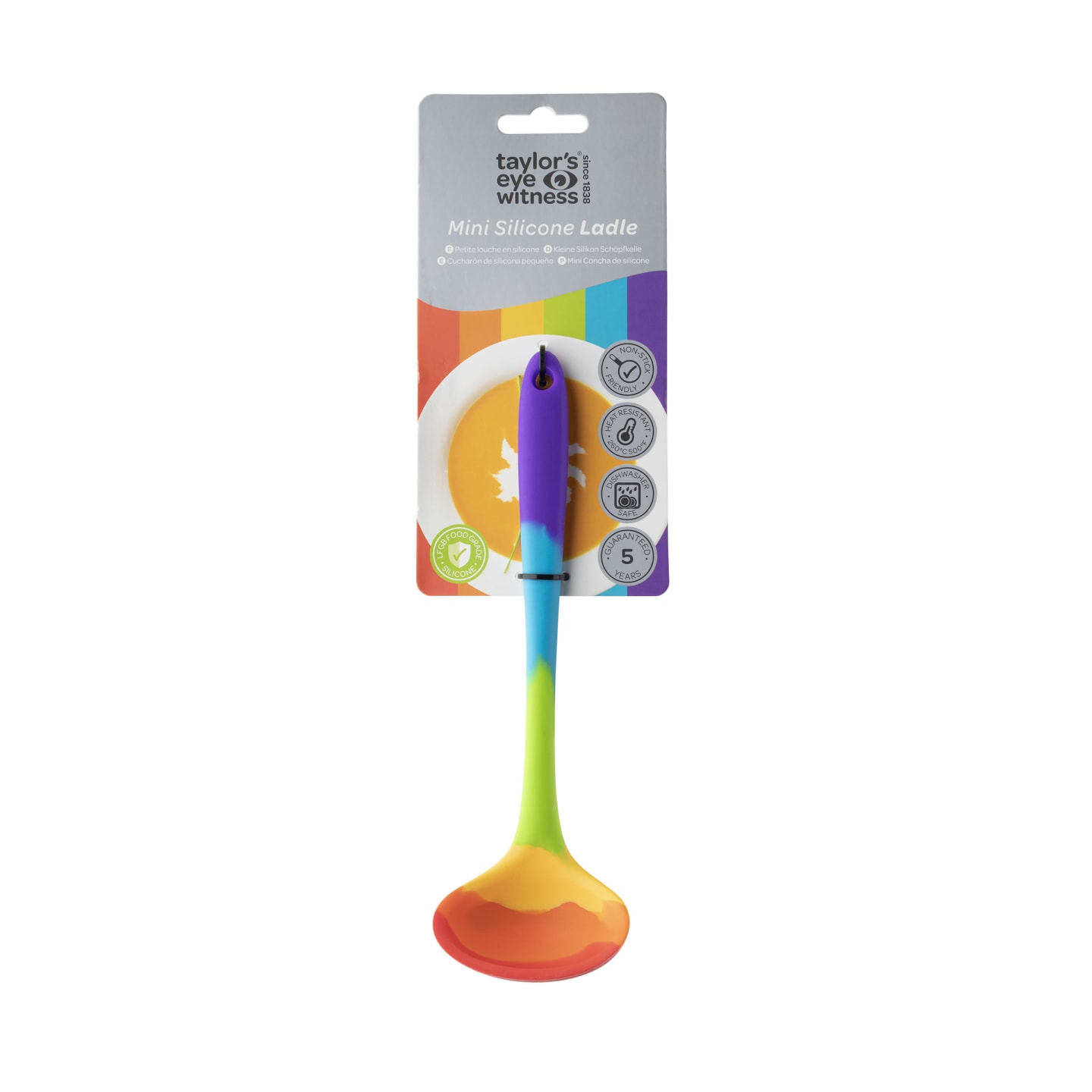 Soppslev Silikon 21cm, Regnbågsfärgad - Bild 1 av 2