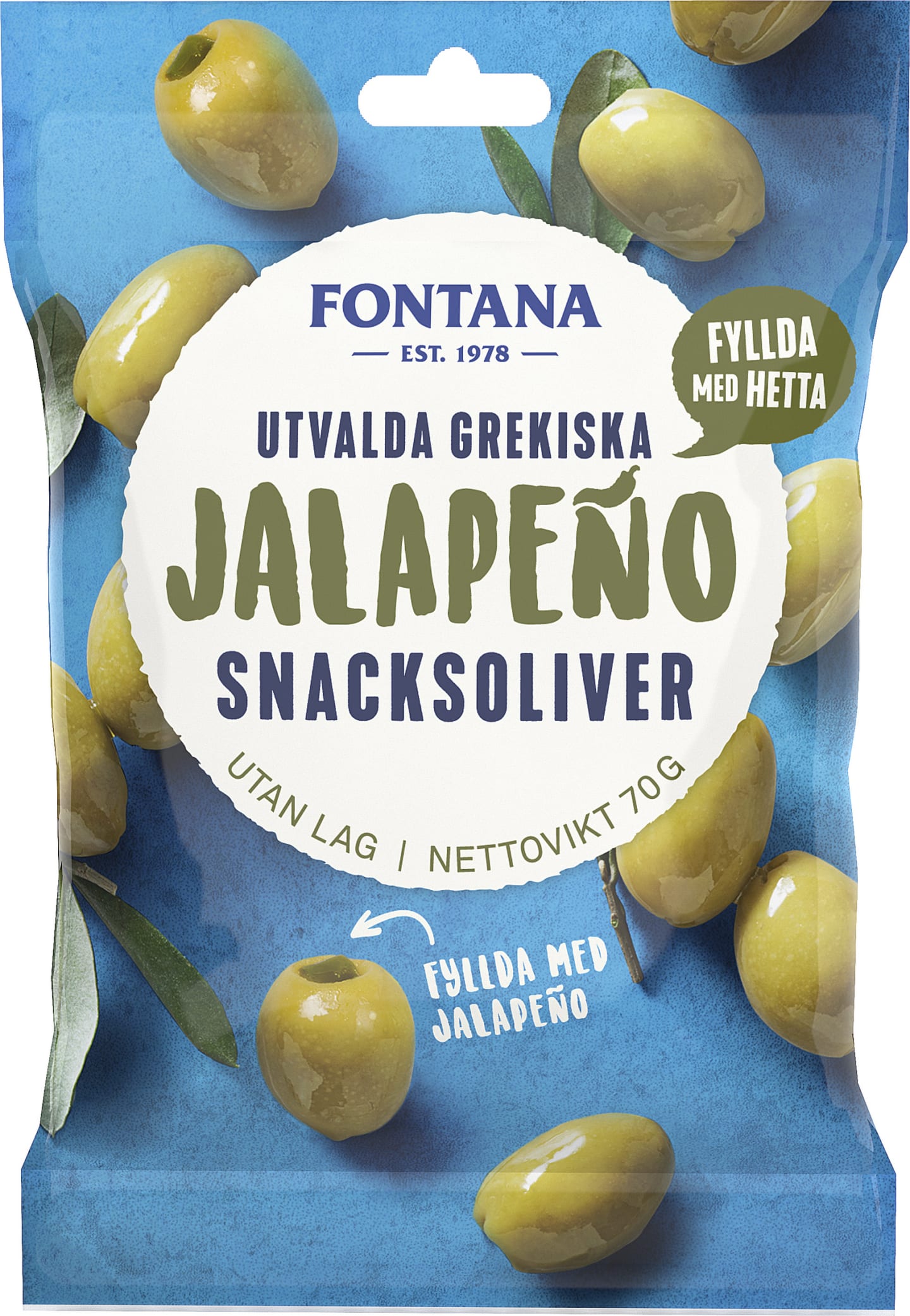 Snacksoliver Jalapeno fyllda 70g