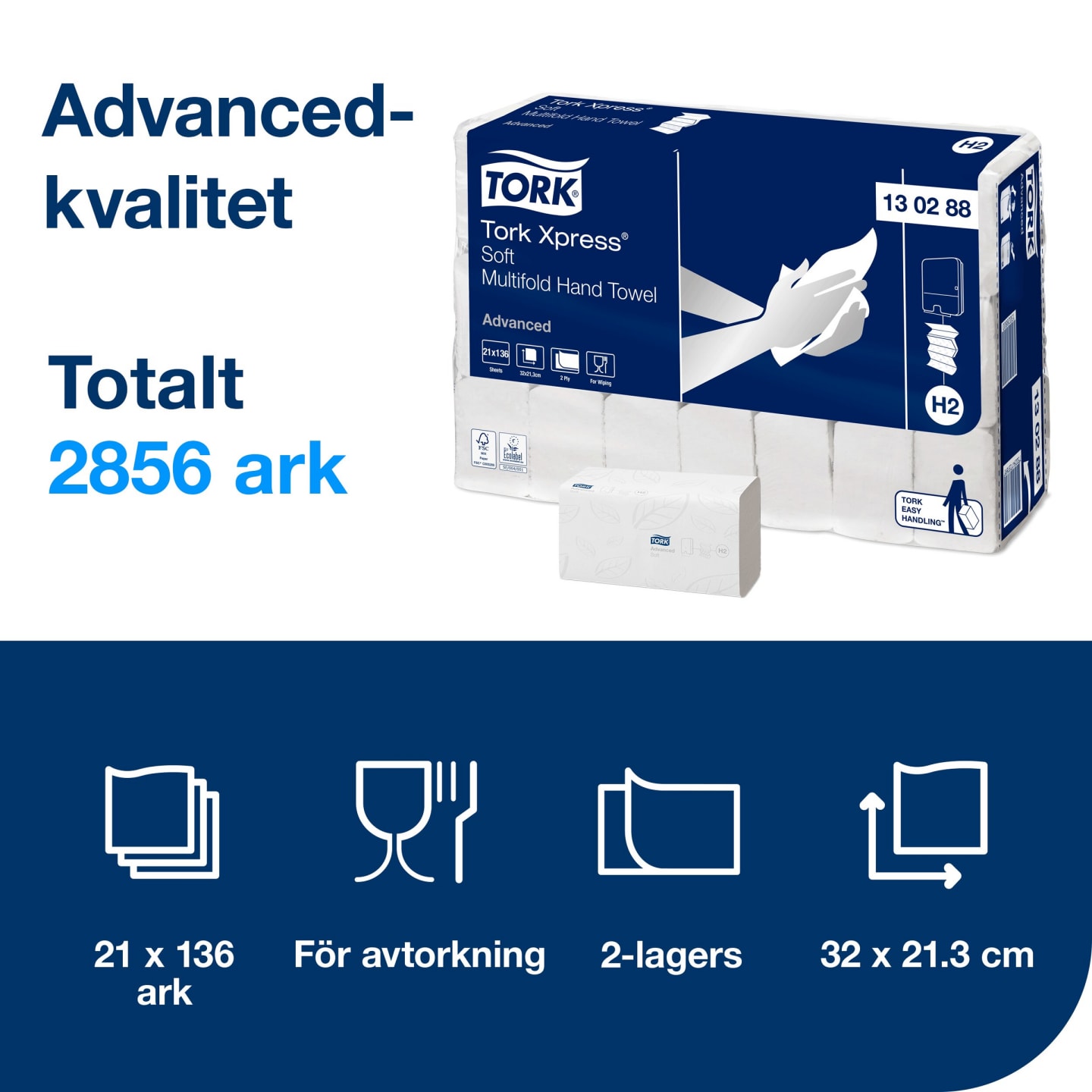 Handduk Tork Xpress M-fold Adv H2 136st - Bild 1 av 4