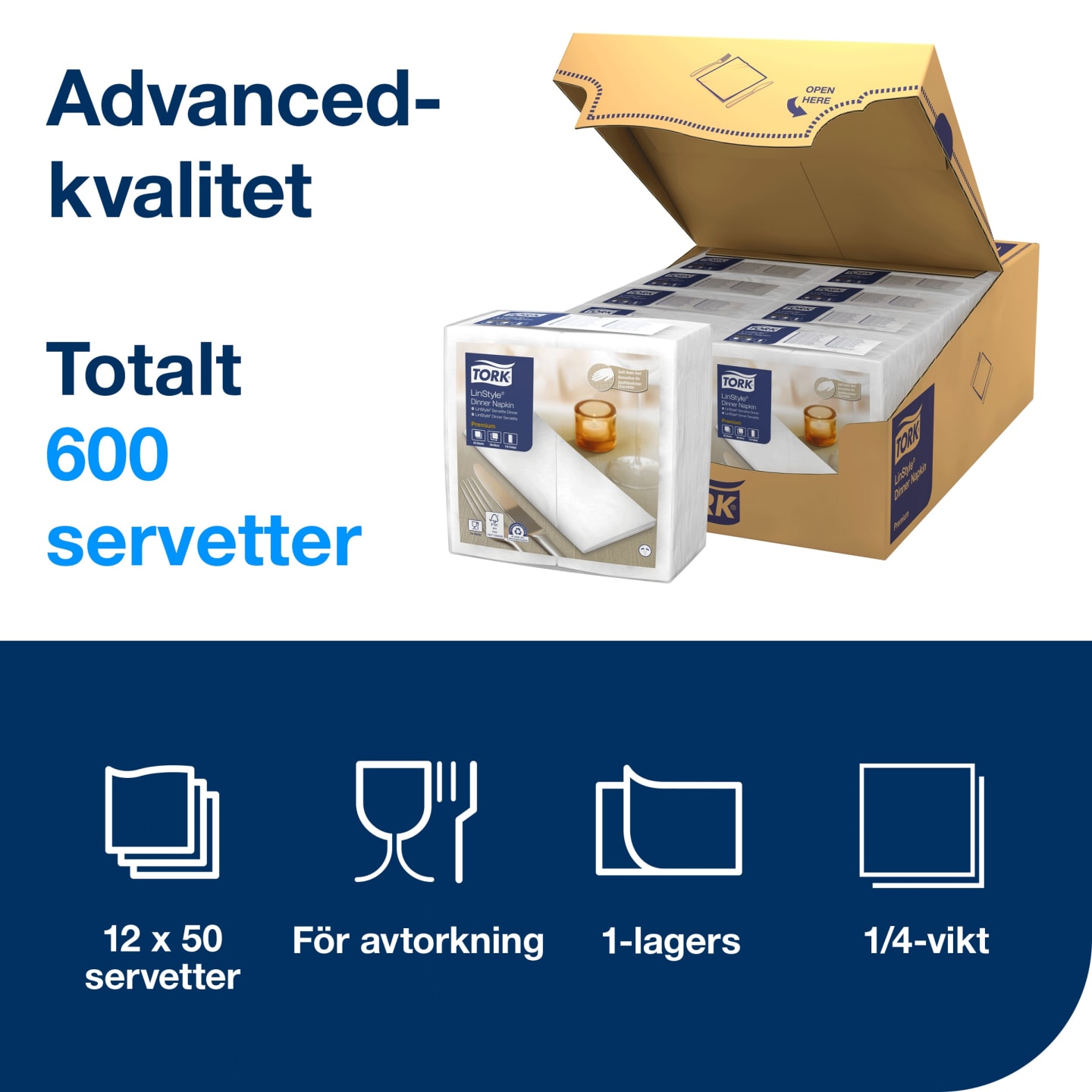 Servett 39 vit 1/8 linstyle 600st - Bild 1 av 4