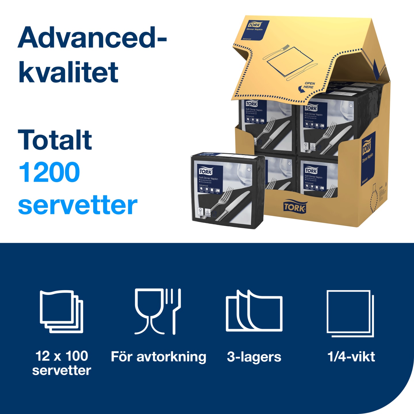 Servett 39 svart 1200st - Bild 1 av 4