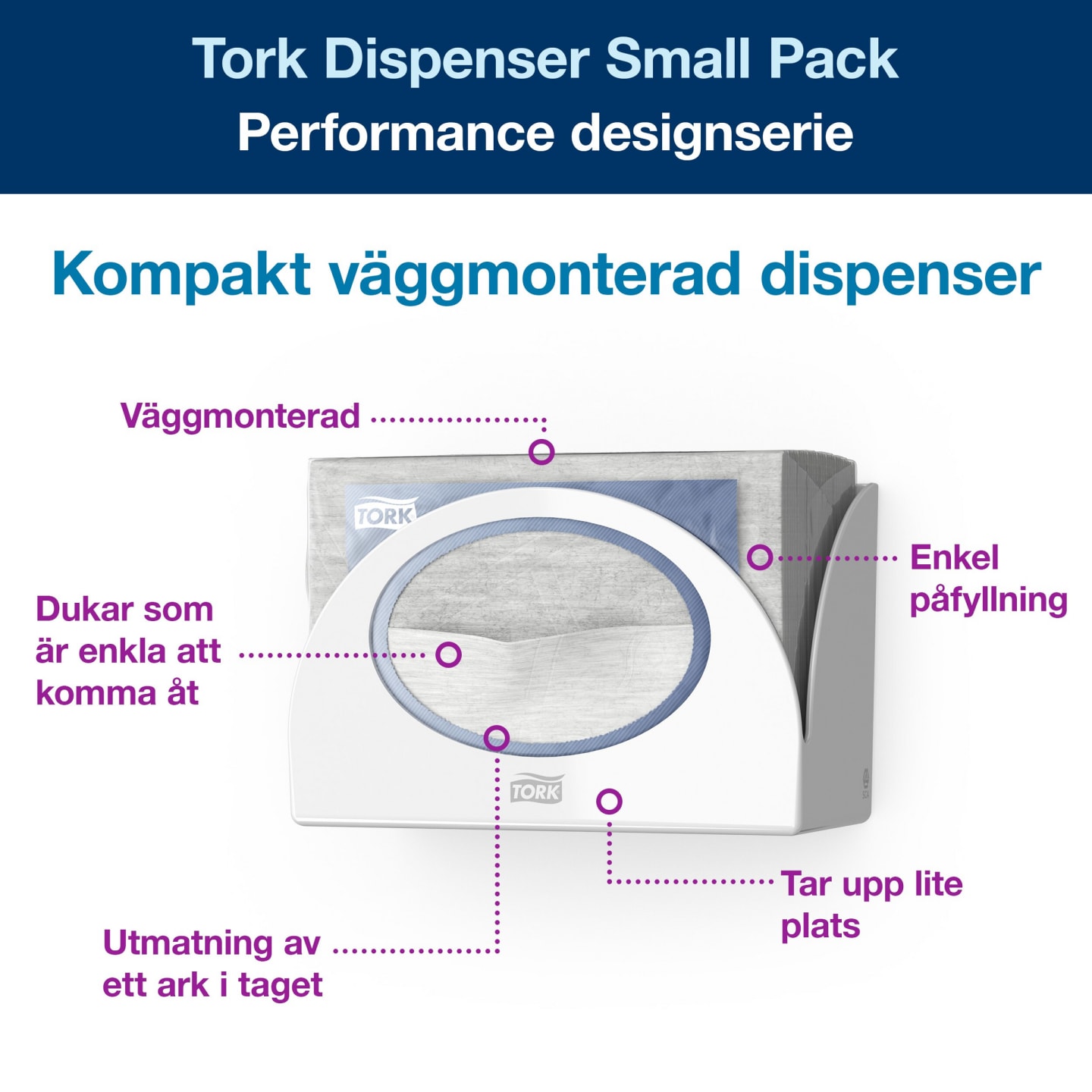 Dispenser tork small vit W8 1st - Bild 1 av 4
