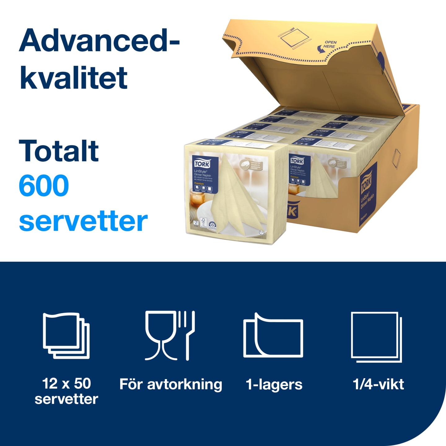 Servett 39 Champagne linstyle 600st - Bild 1 av 4