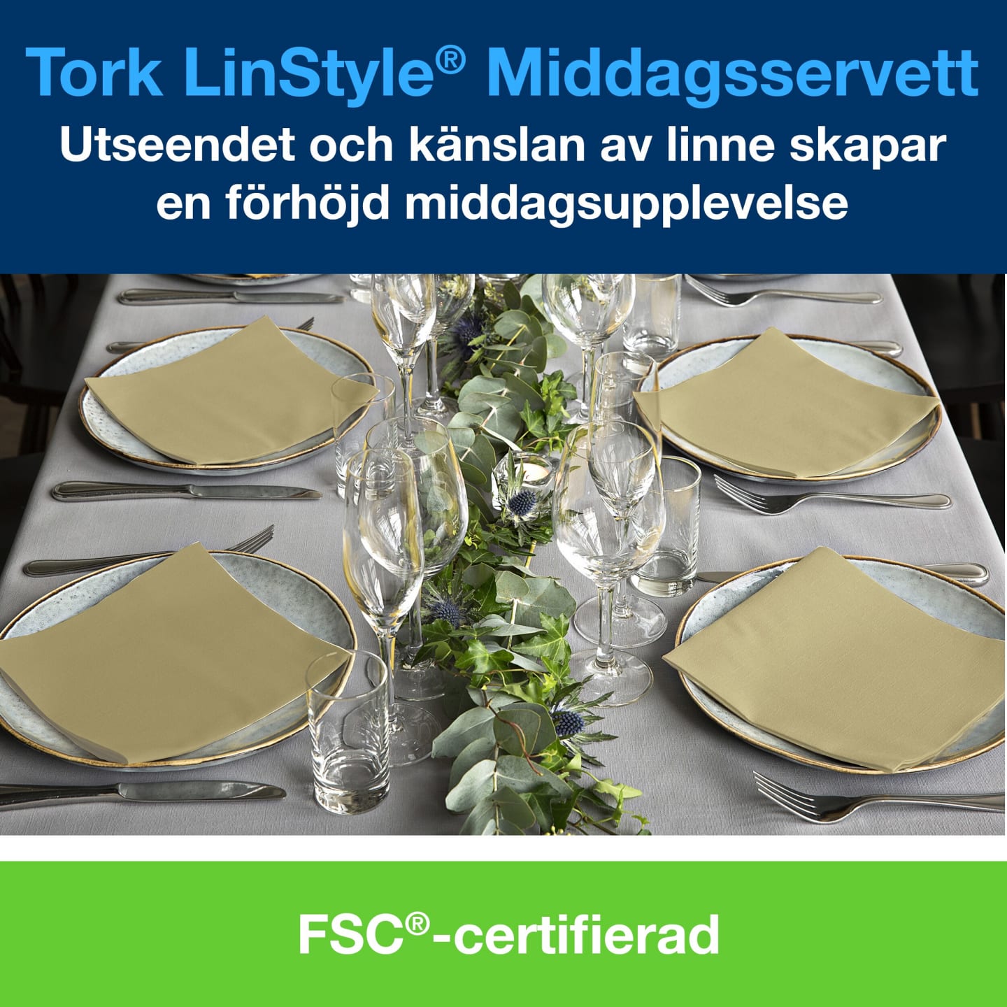 Servett 39 Champagne linstyle 600st - Bild 1 av 4
