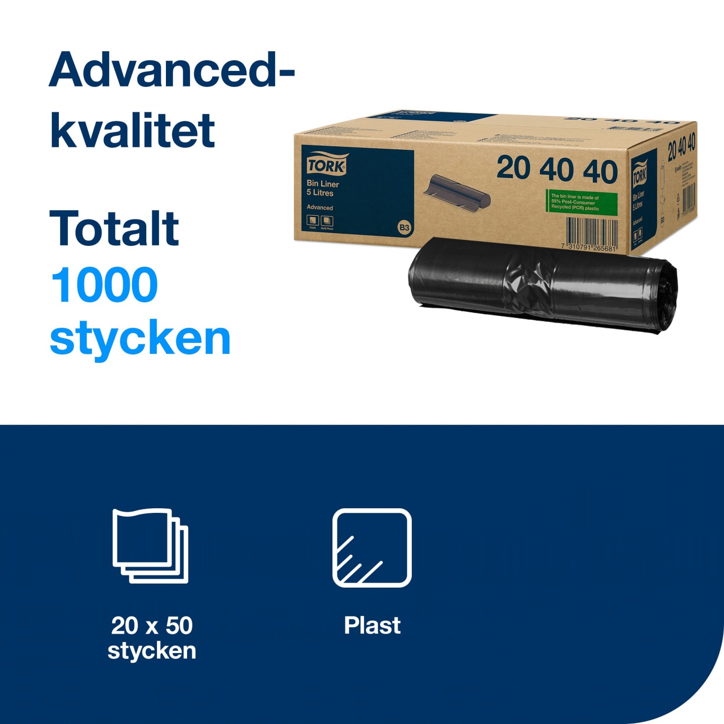 Soppåse Tork grå B3 5liter 50st - Bild 1 av 4