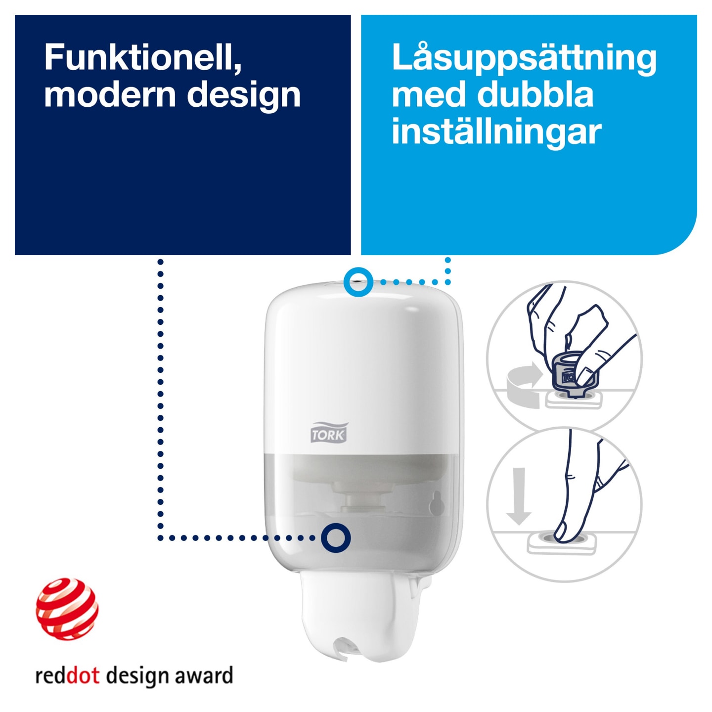Tvåldispenser Mini S2 vit Tork 1st - Bild 1 av 4